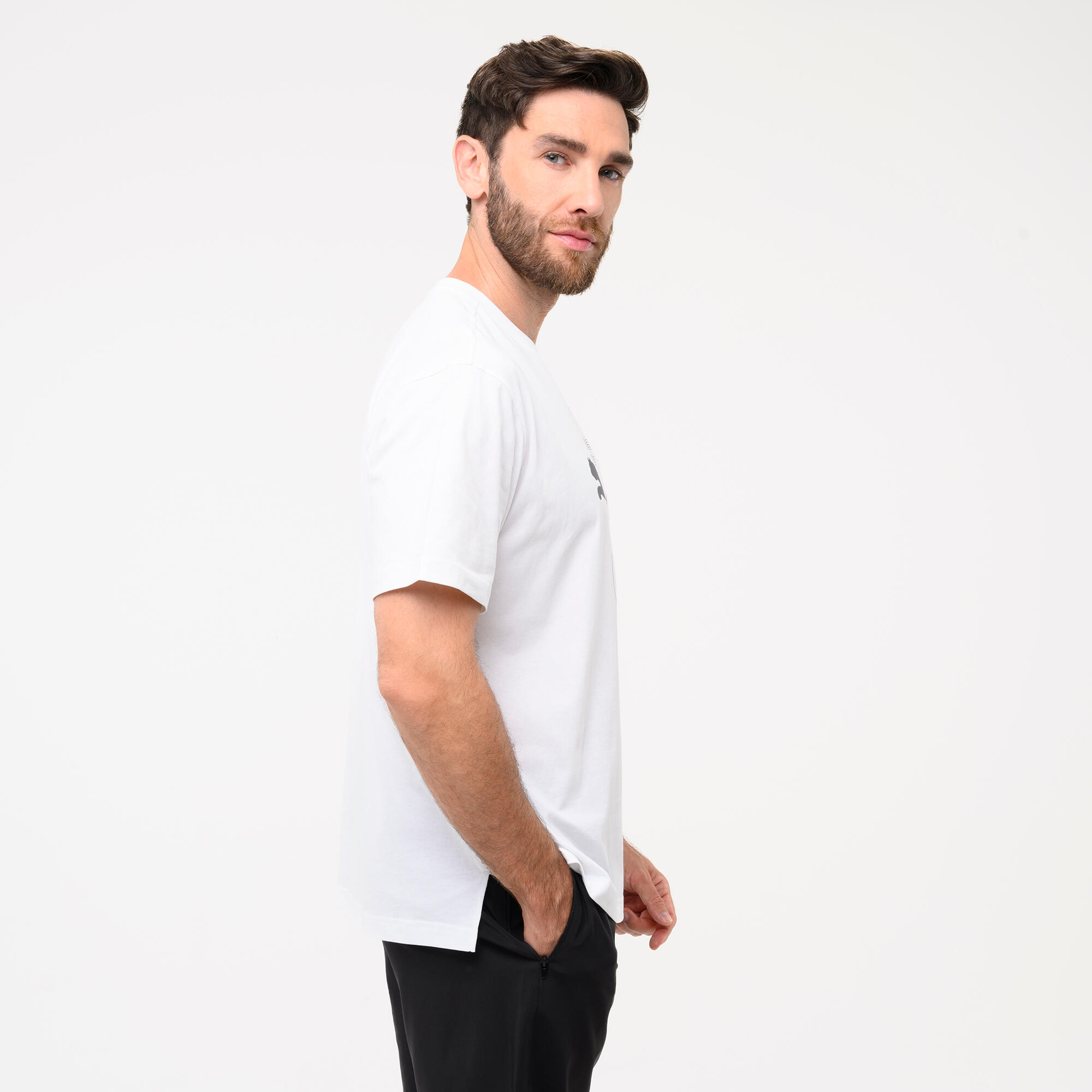 T-shirt en coton à manches courtes homme, blanc 2/6