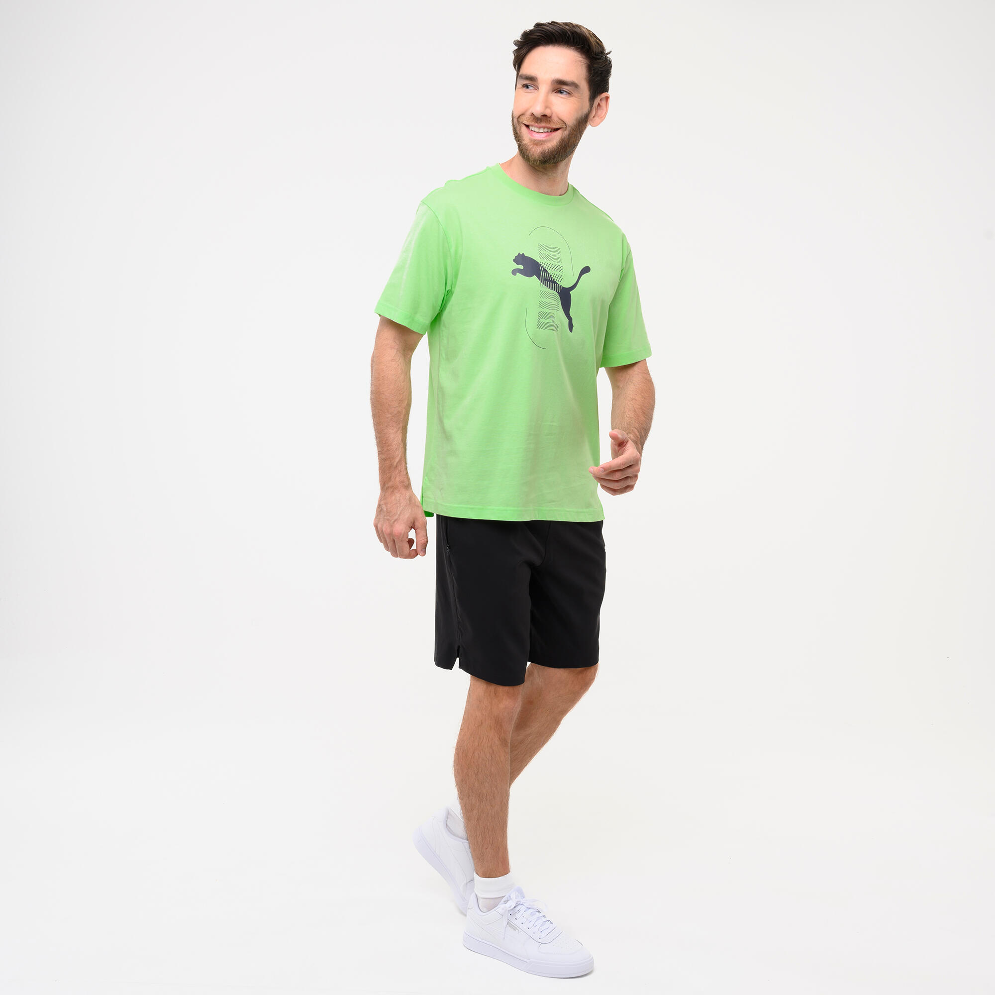T-shirt Puma uomo palestra regular fit cotone verde 5/5