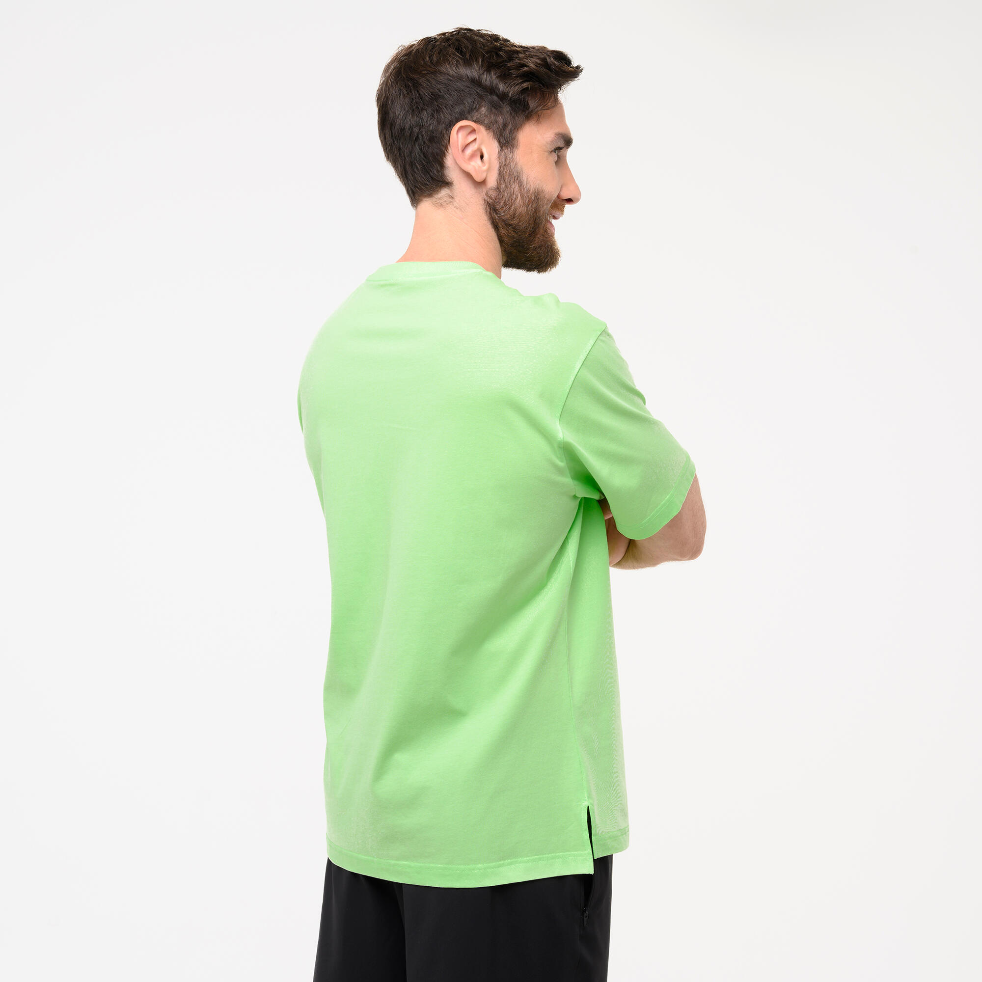 T-shirt Puma uomo palestra regular fit cotone verde 2/5
