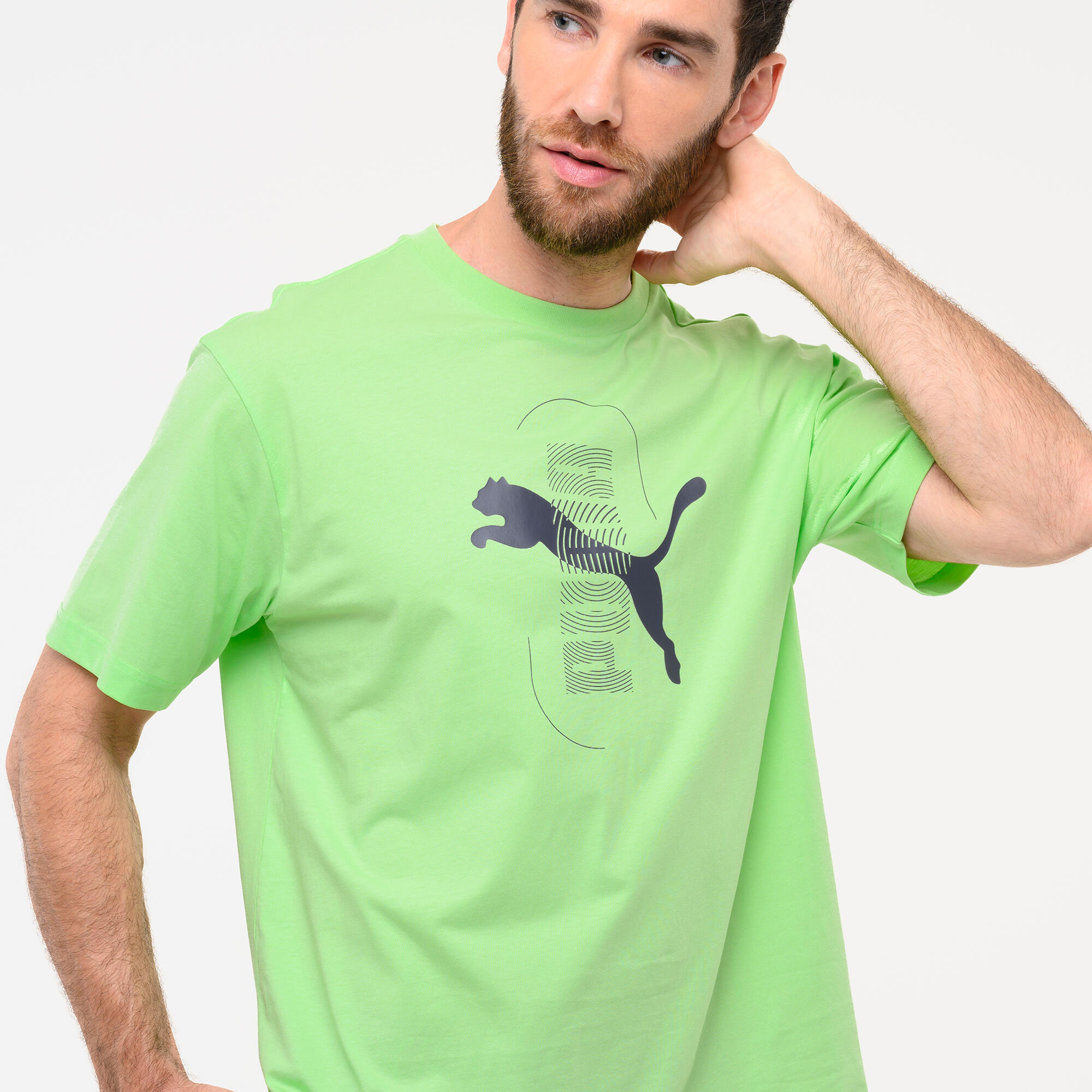 T-shirt Puma uomo palestra regular fit cotone verde 3/5
