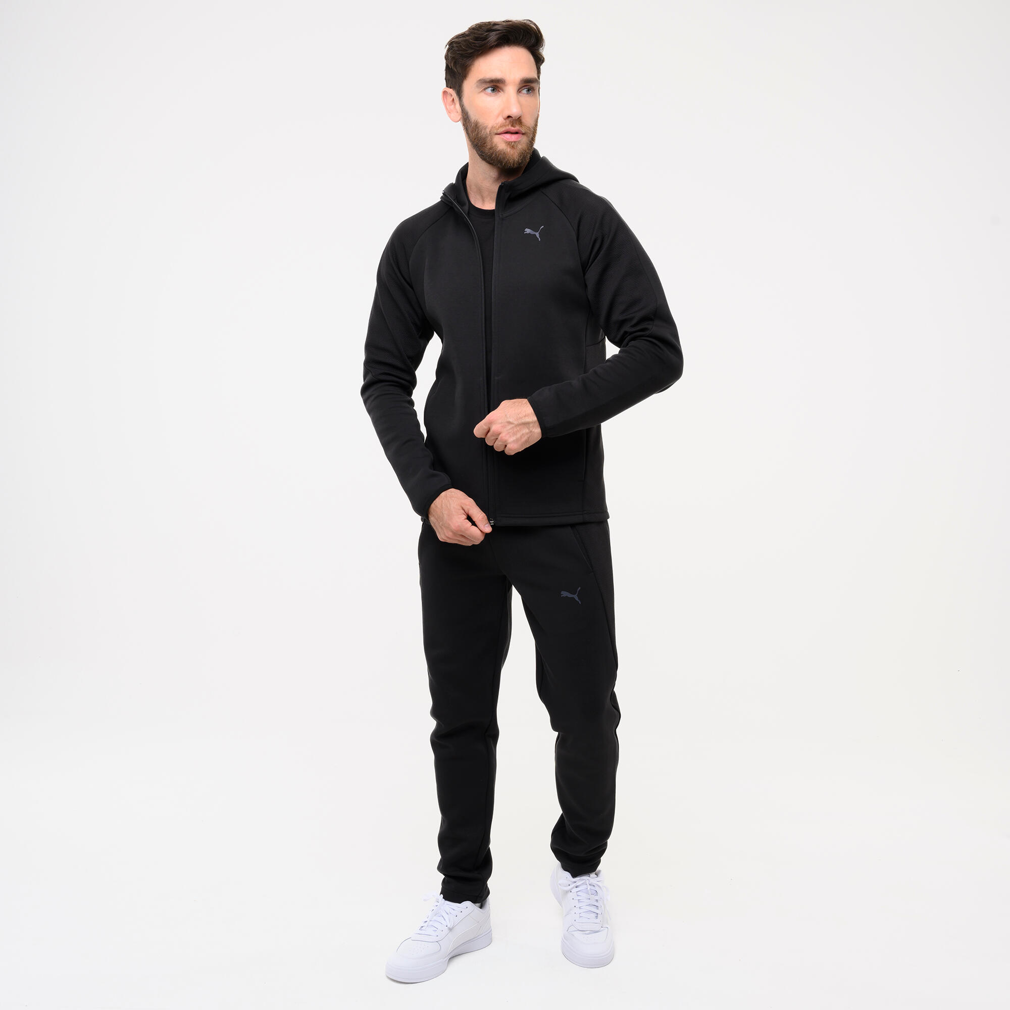 Felpa Puma uomo palestra ACTIVE con cappuccio con zip pesante nera 7/7