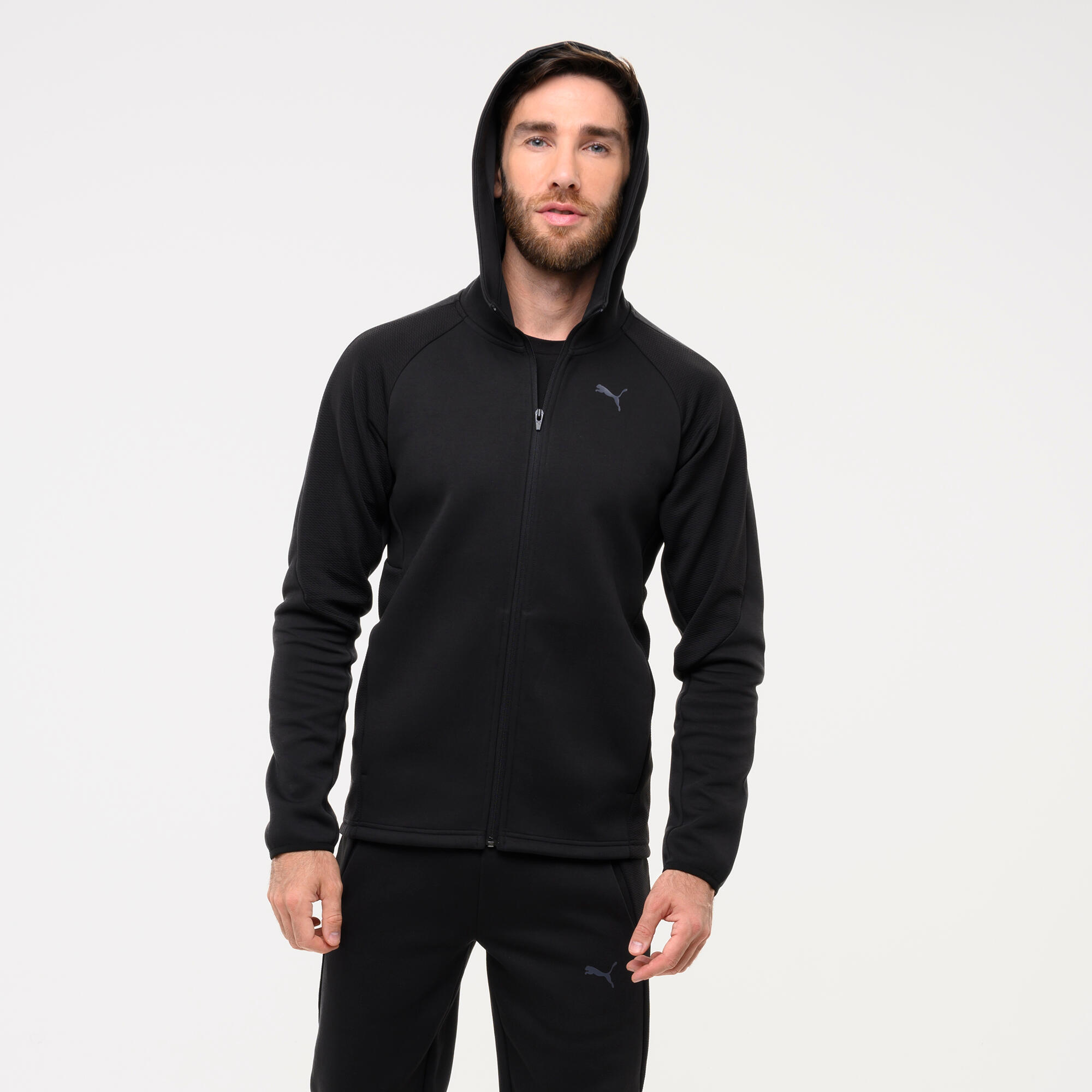 Herenhoodie met rits Active zwart 2/7