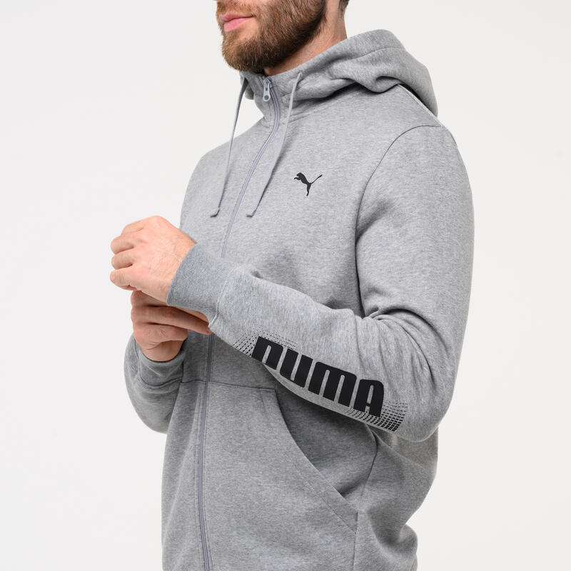 Sweat à capuche zippé homme, gris