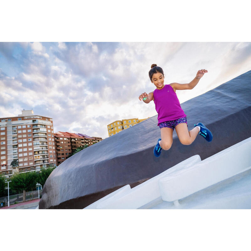 Short multisport respirant 2 en 1 fille, Imprimé violet