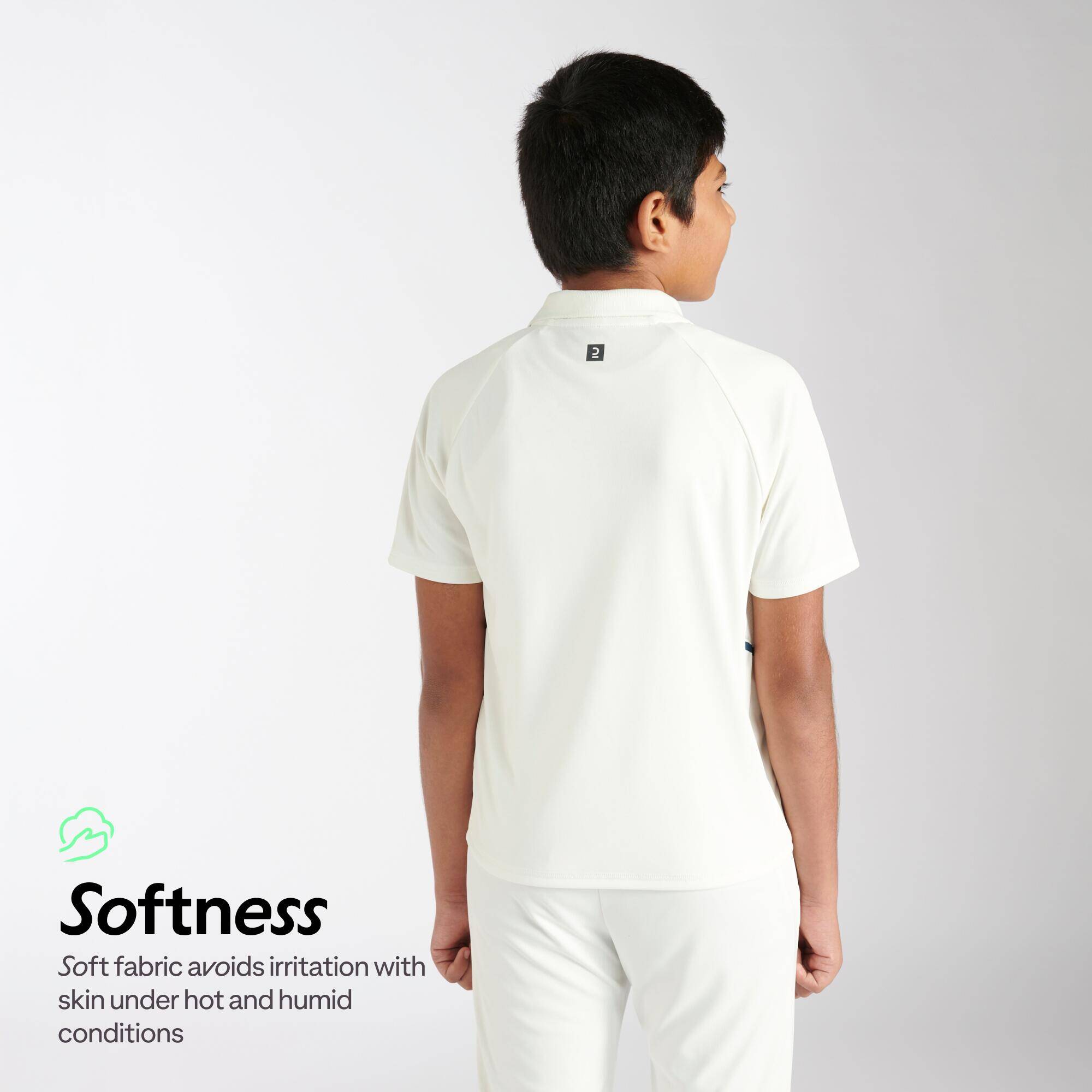 KIDS CRICKET WHITE POLO P 500 POLO ECO -  3