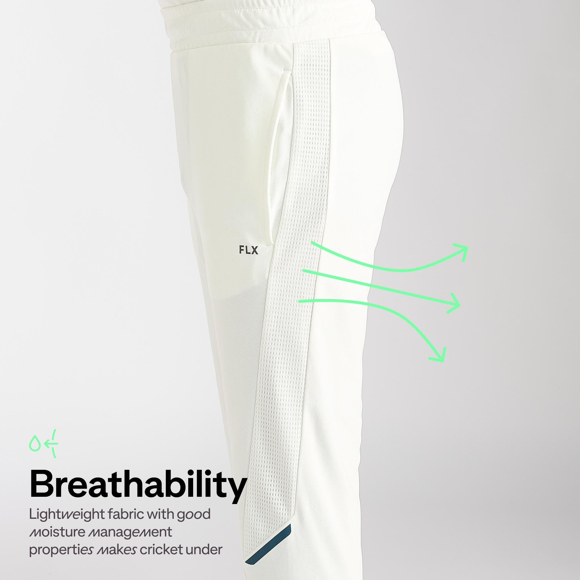 Kids Cricket Trousers Lightweight & Durable TS500 - White