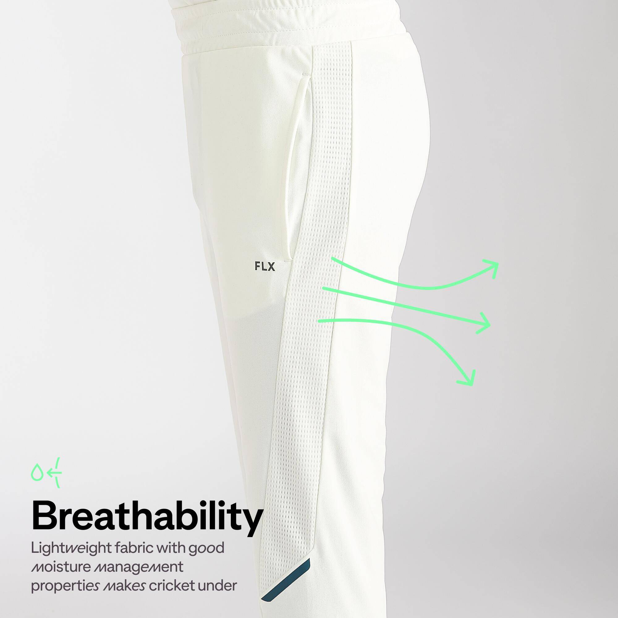 Kids Cricket Trackpants Lightweight & Durable TS500 - White -  4