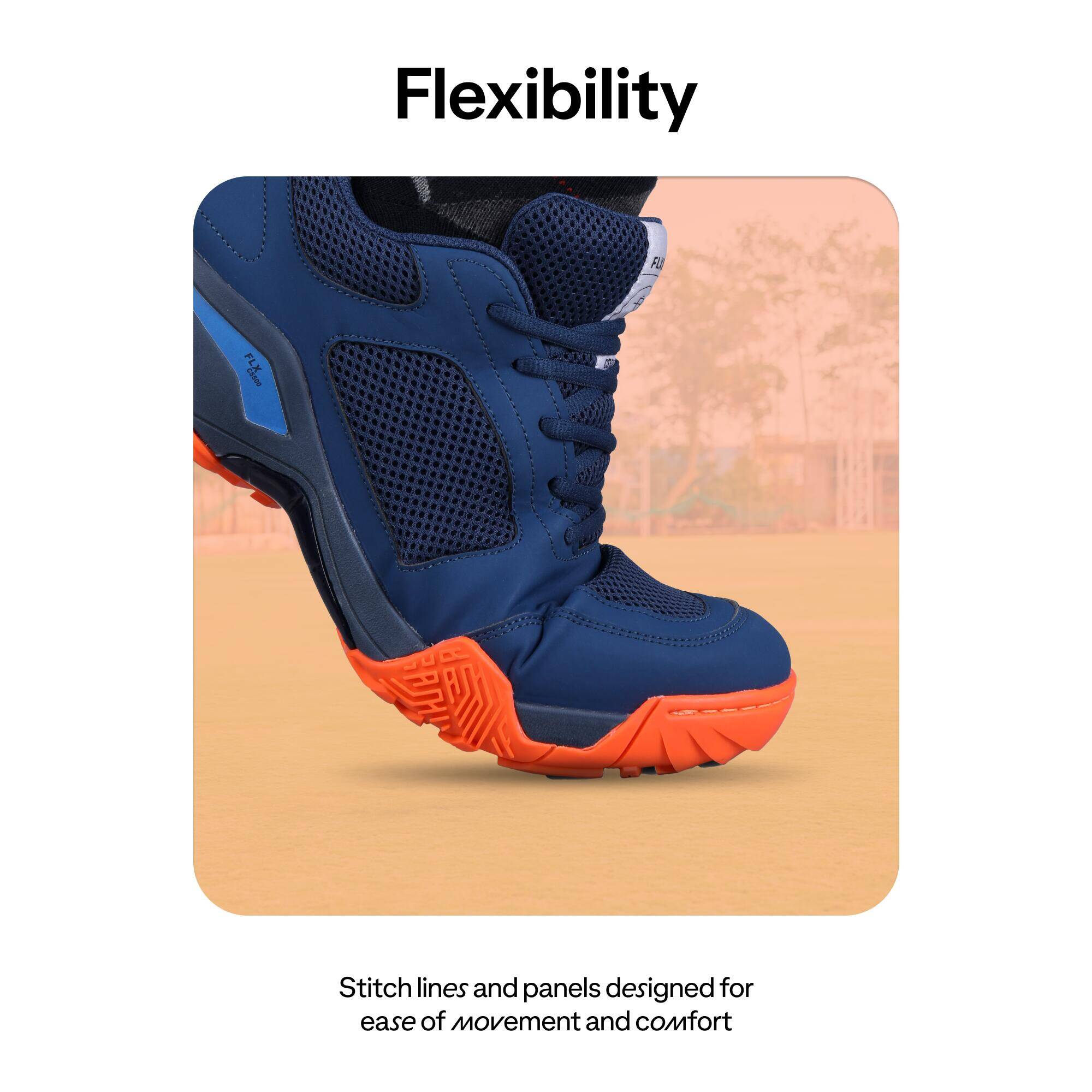 Adult Cricket Shoe CS 500 Comfortable & Flexible Blue Orange -  5