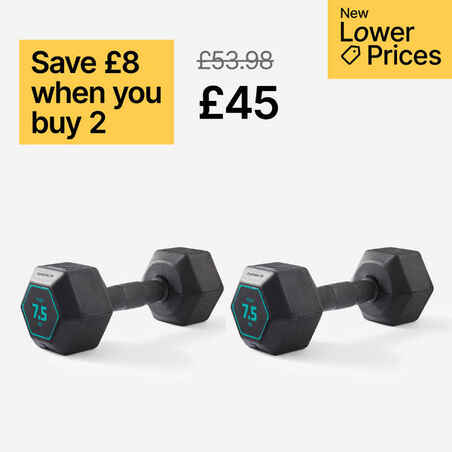 7.5 kg Cross Training and Weight Training Hexagonal Dumbbell - Black