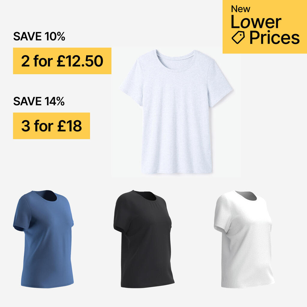 Γυναικείο T-Shirt γυμναστικής 500 Essentials - Ανοιχτό γκρι