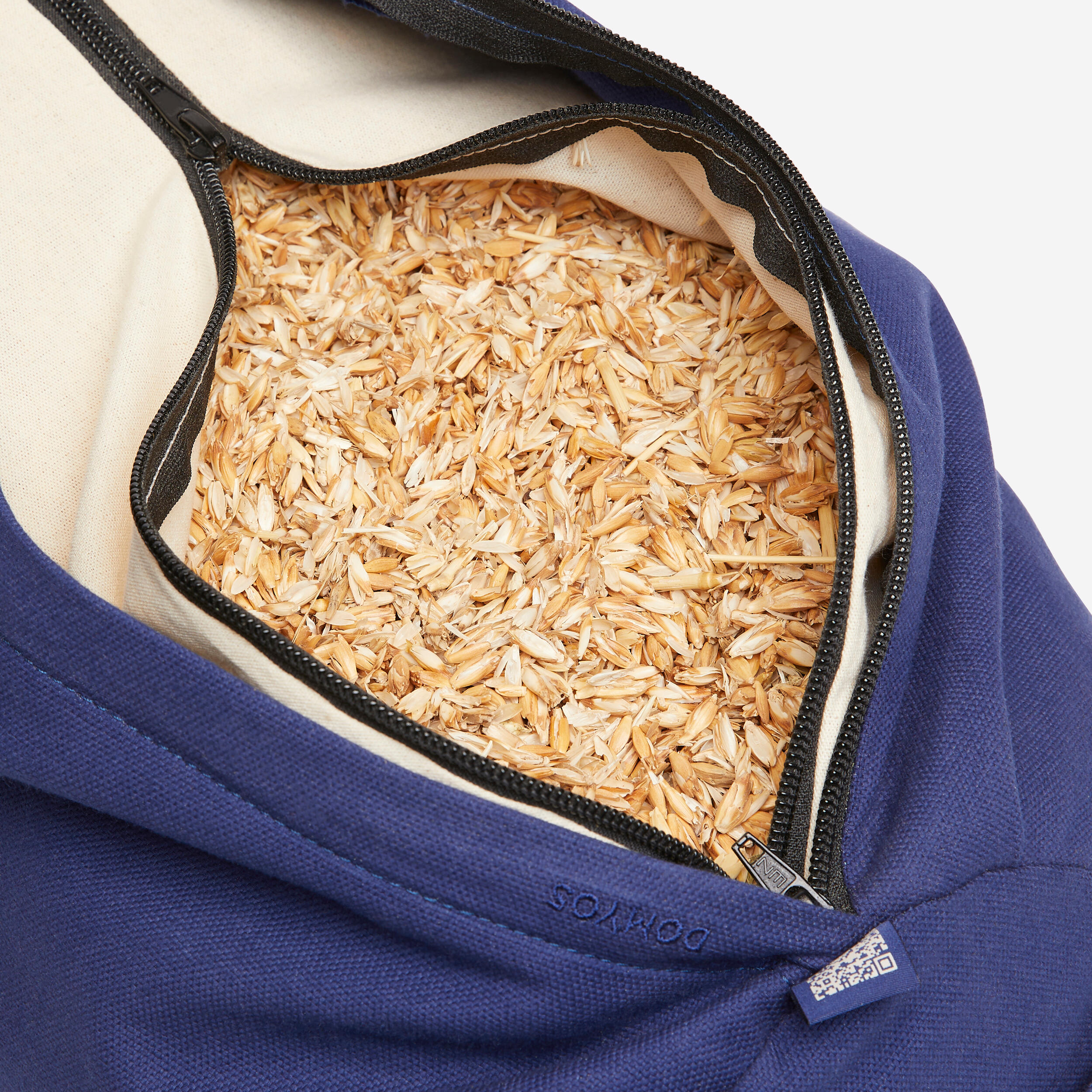 Ronde yogabolster met speltvulling donkerblauw 5/6