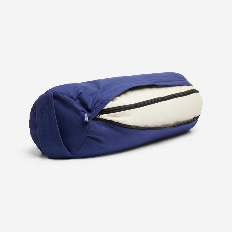 Pernă bolster rotundă de yoga umplutură spelta, albastru
