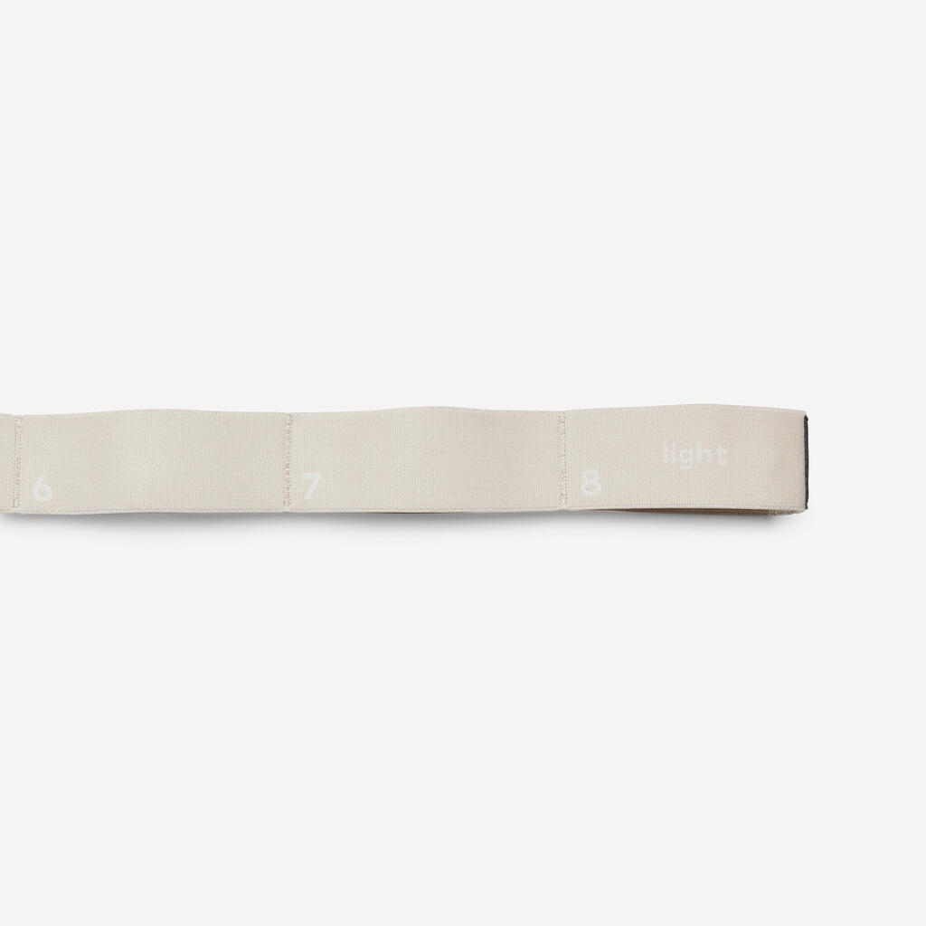Élastique textile de fitness, 7kg, résistance légère, beige