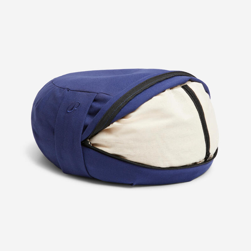 Zafu GM, coussin méditation, coton & kapok, 34 x 25,5cm - Bleu Uni