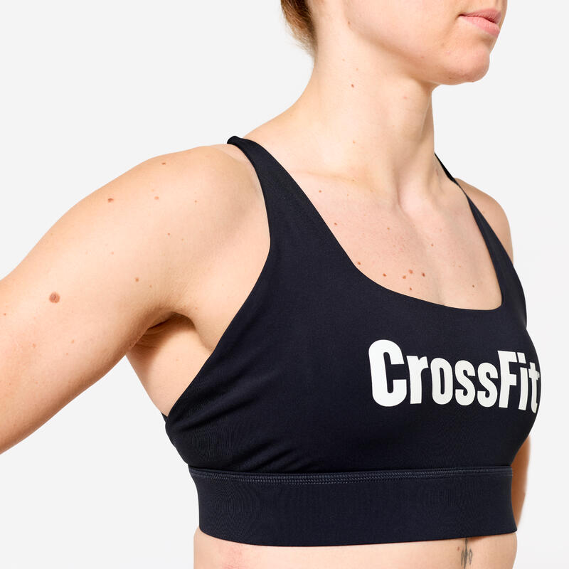 Sportbeha voor crossfit® gemiddelde ondersteuning zwart