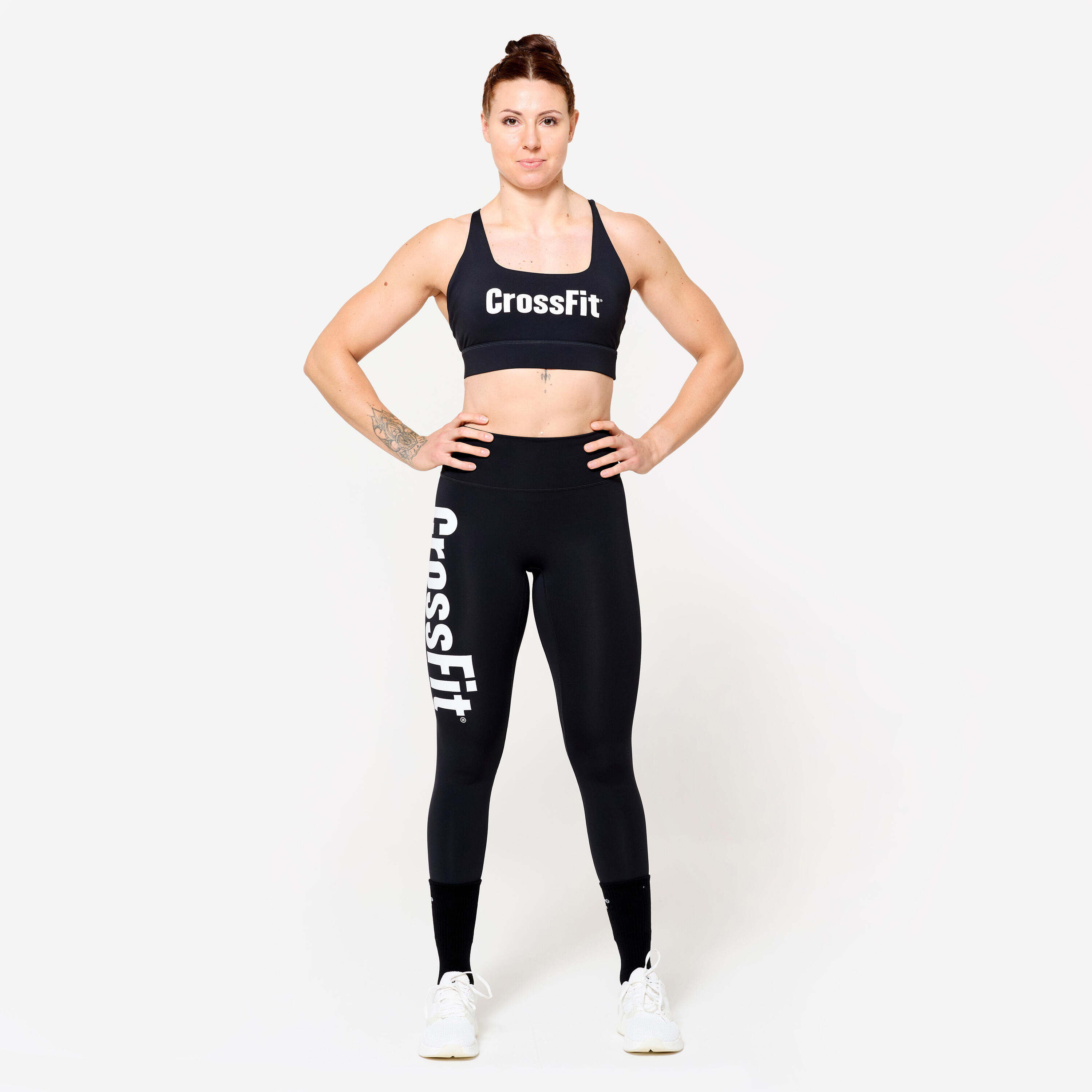 Reggiseno sportivo donna palestra traspirante sostegno medio nero 2/12