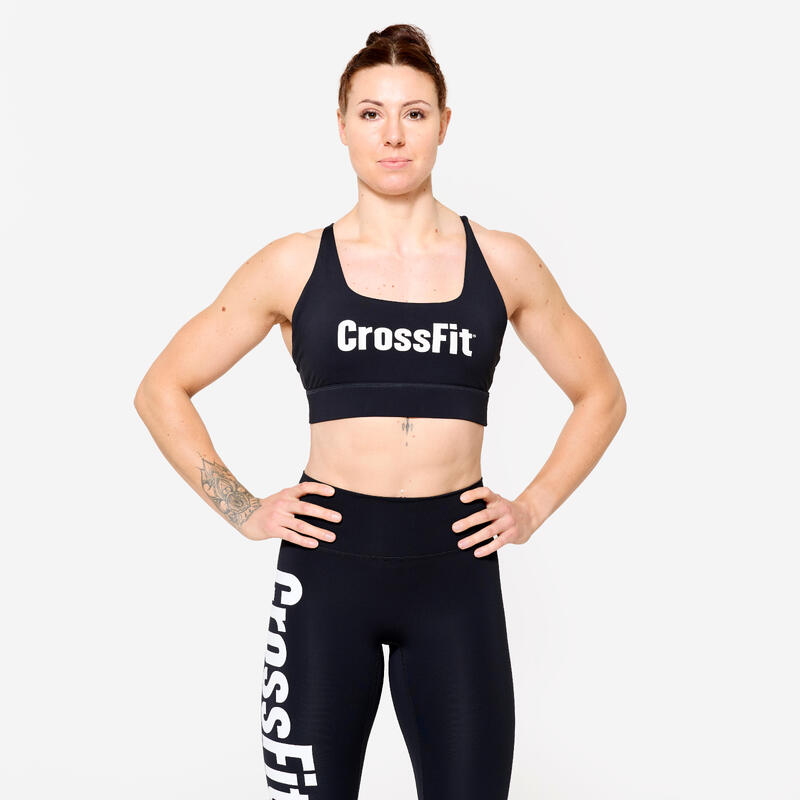 Női sportmelltartó crossfit®-hez, közepes tartás 