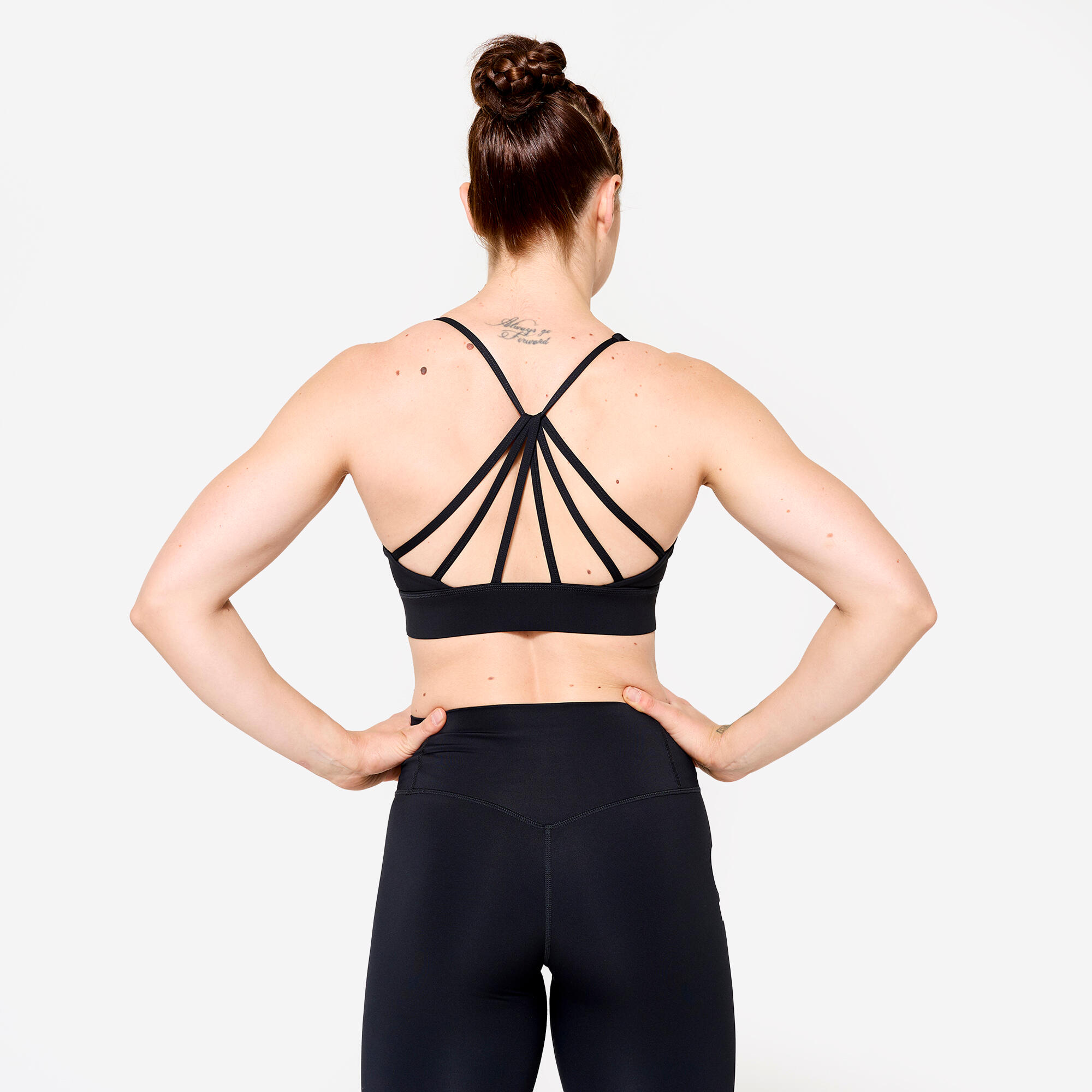 Reggiseno sportivo donna palestra traspirante sostegno medio nero 4/12