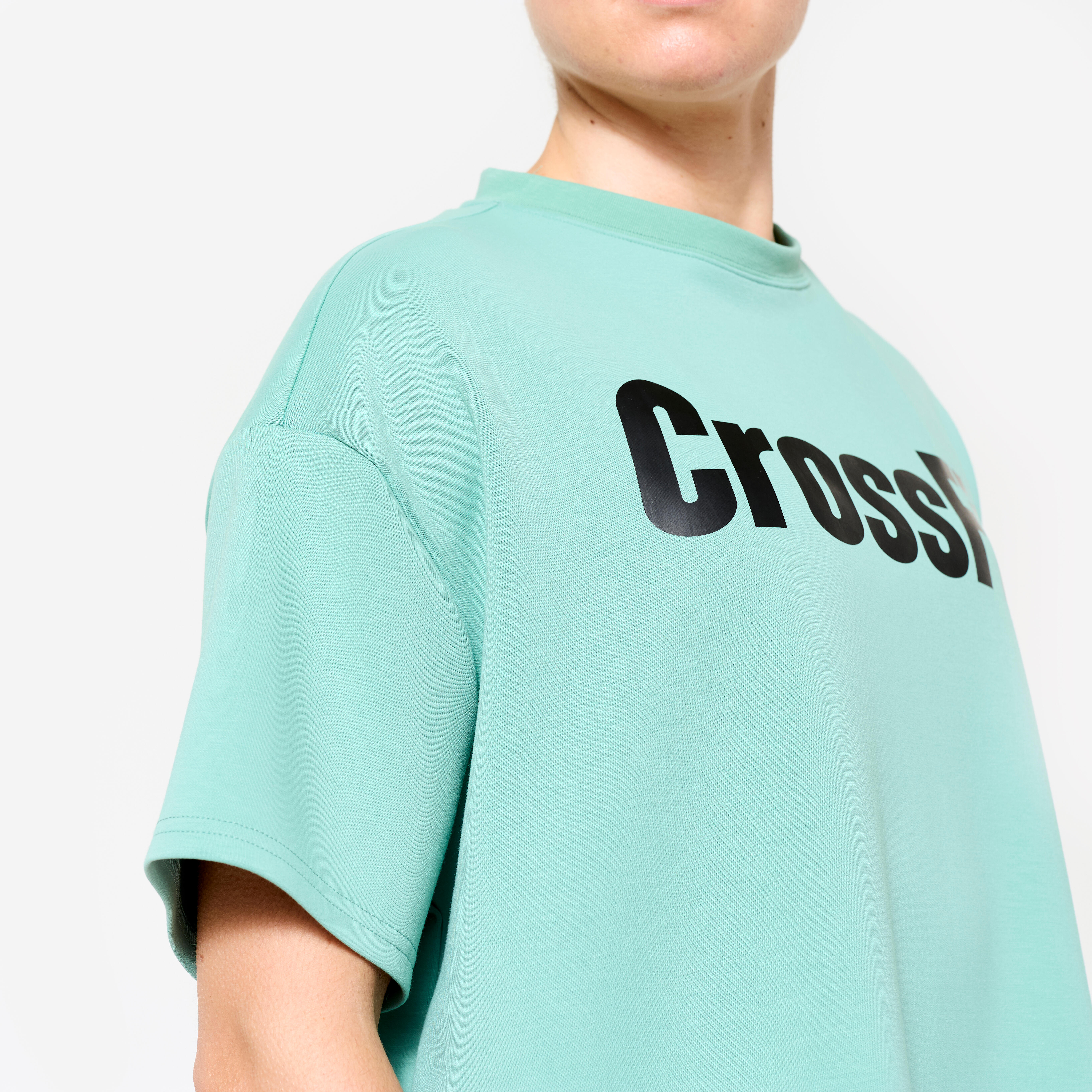 Camiseta Crossfit Mujer Verde Crop Top Decathlon