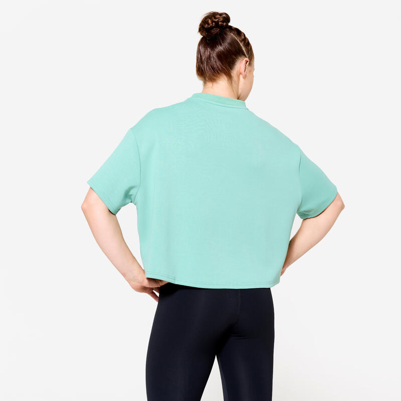 Tee shirt de crossfit®  crop top femme, vert