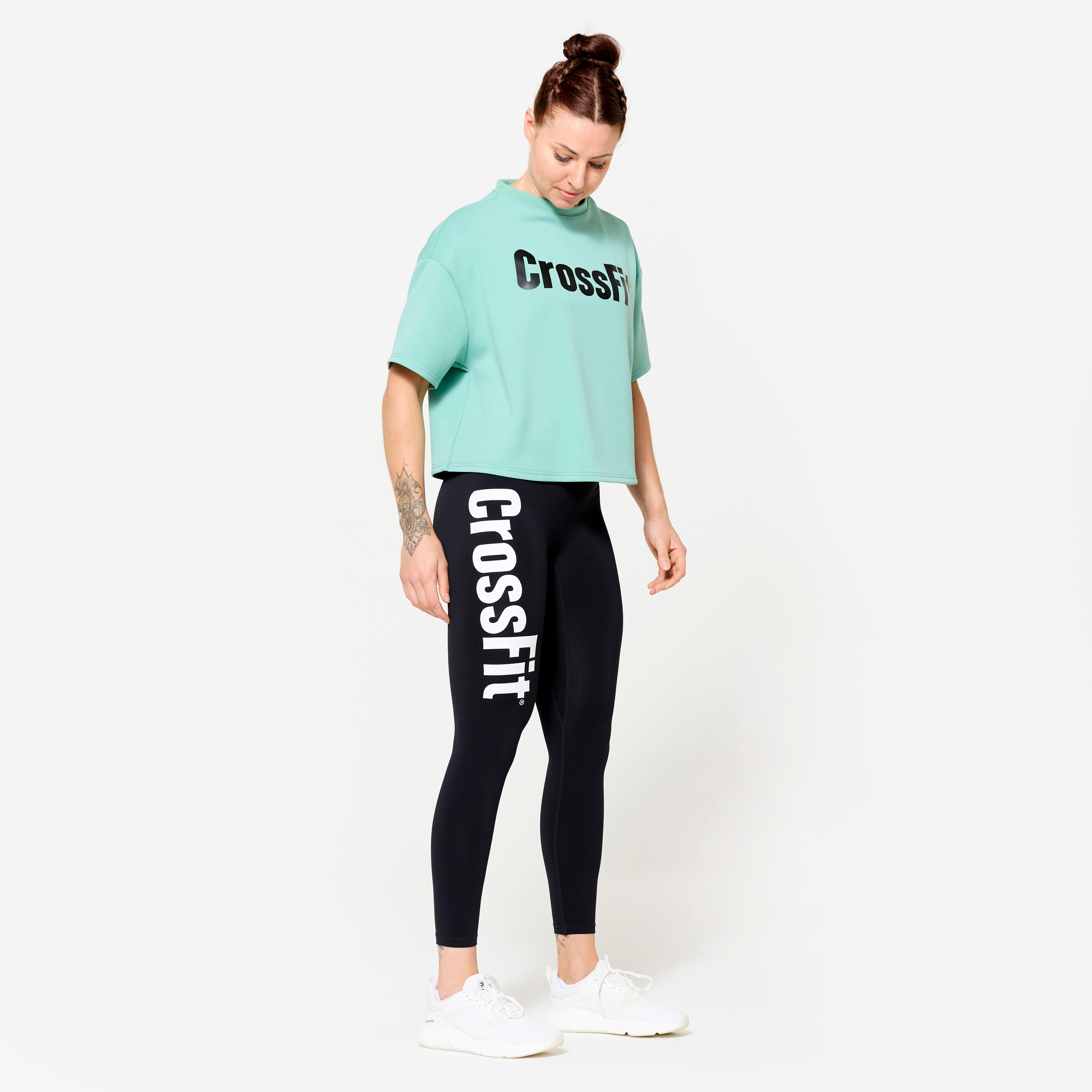 Camiseta Crossfit Mujer Verde Crop Top Decathlon