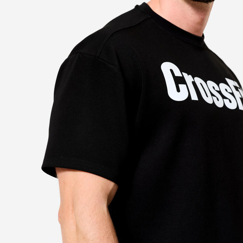 T-shirt voor crossfit® oversize uniseks zwart