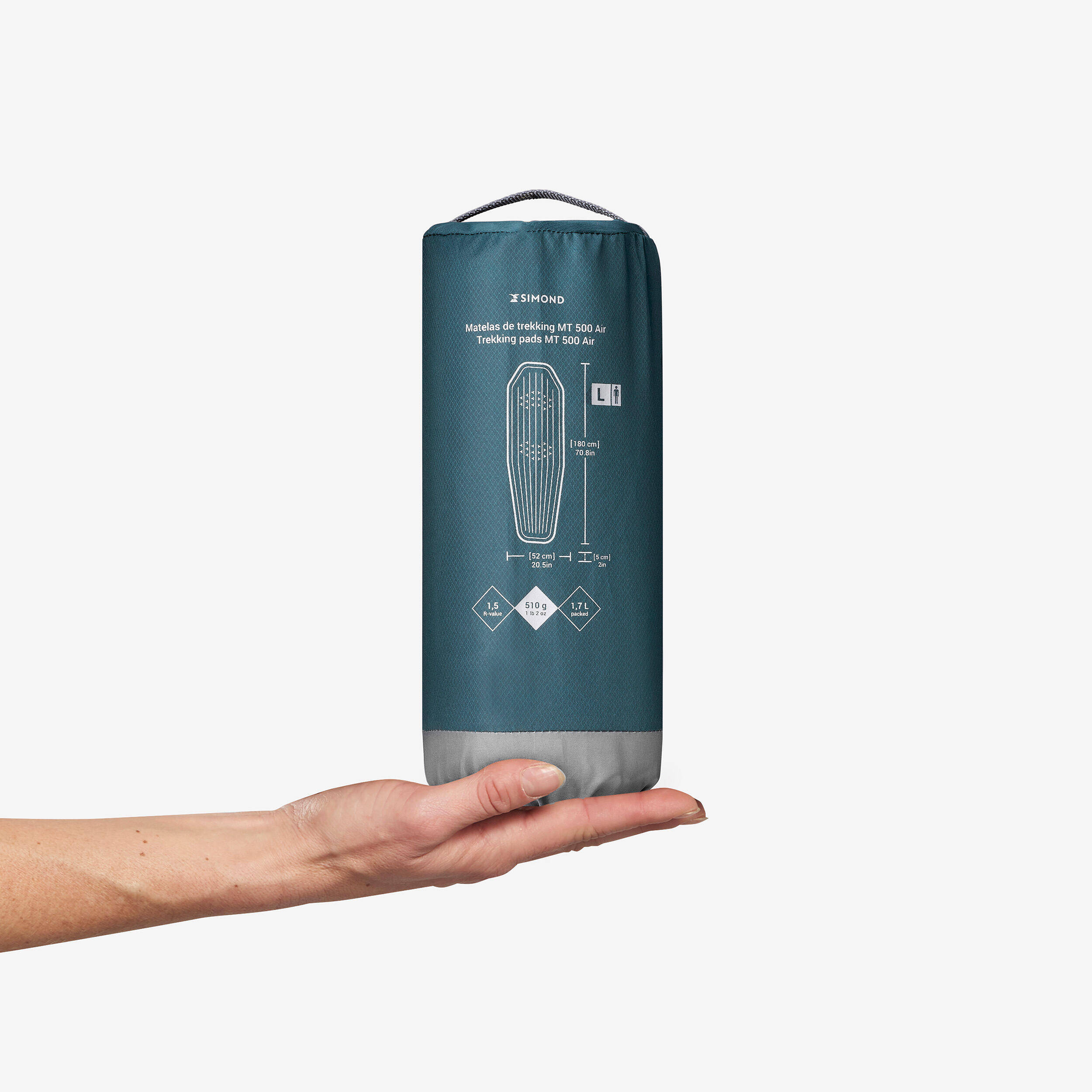 Inflatable trekking mattress, size L - MT500 - 180 x 52 cm -  2