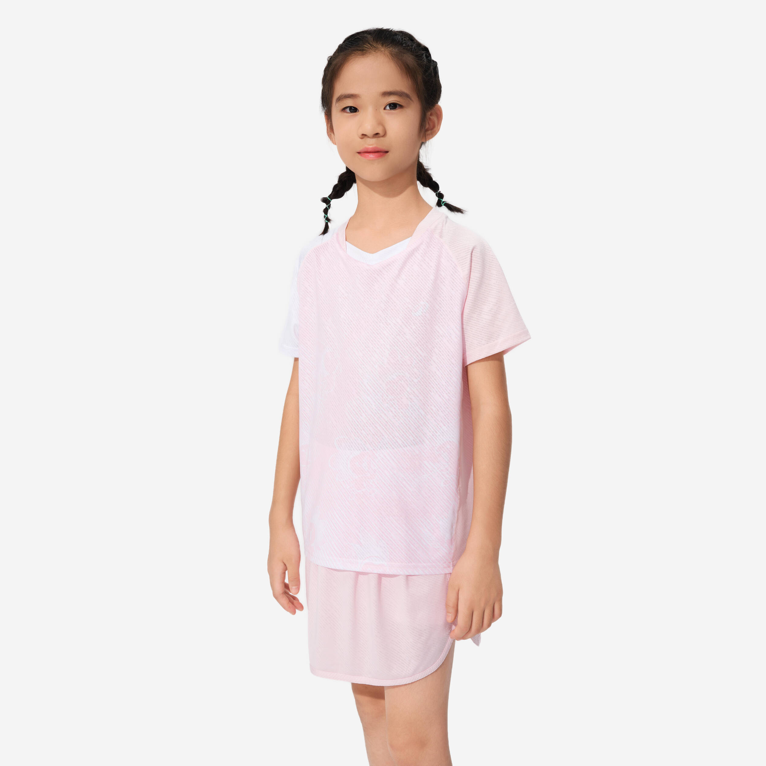 LITE Badminton T-shirt 560 Junior White Pink