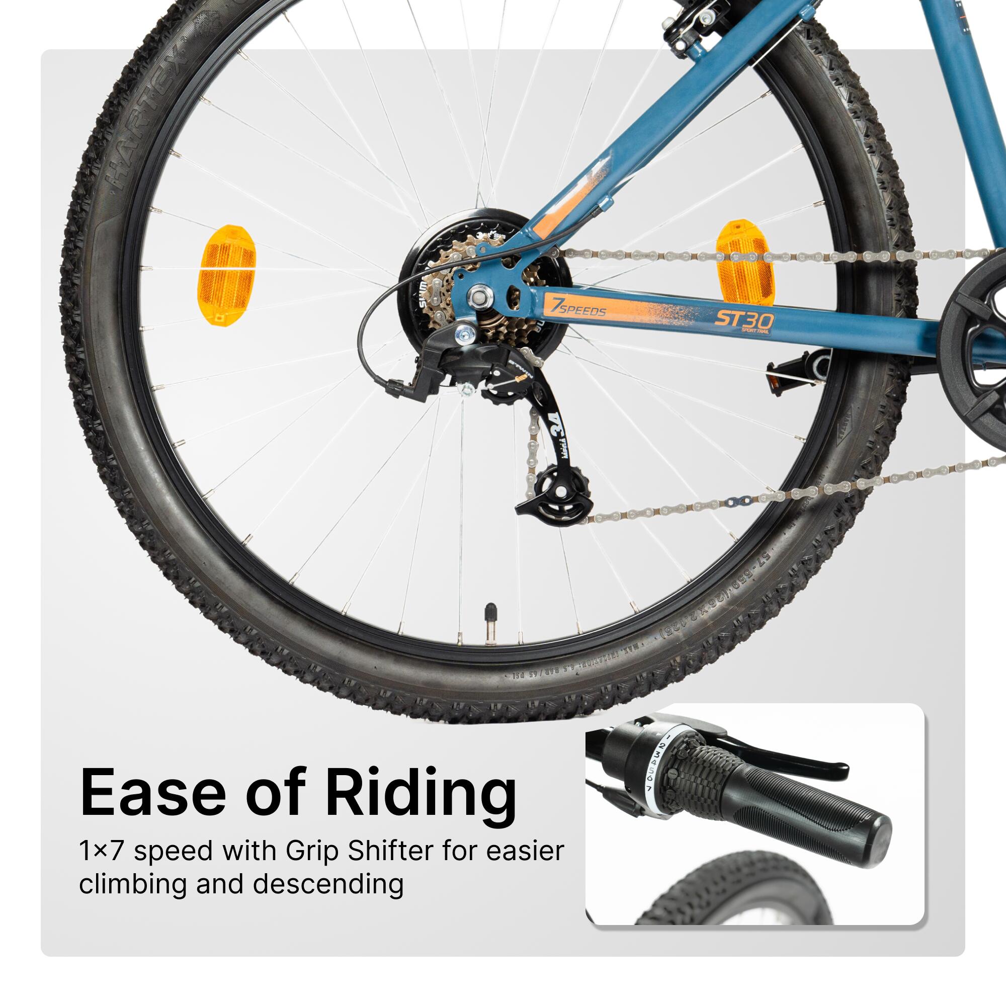 Mountain Bike Rockrider ST30 - 7 Speed, MTB Tyres, Unisex Frame, V-Brakes