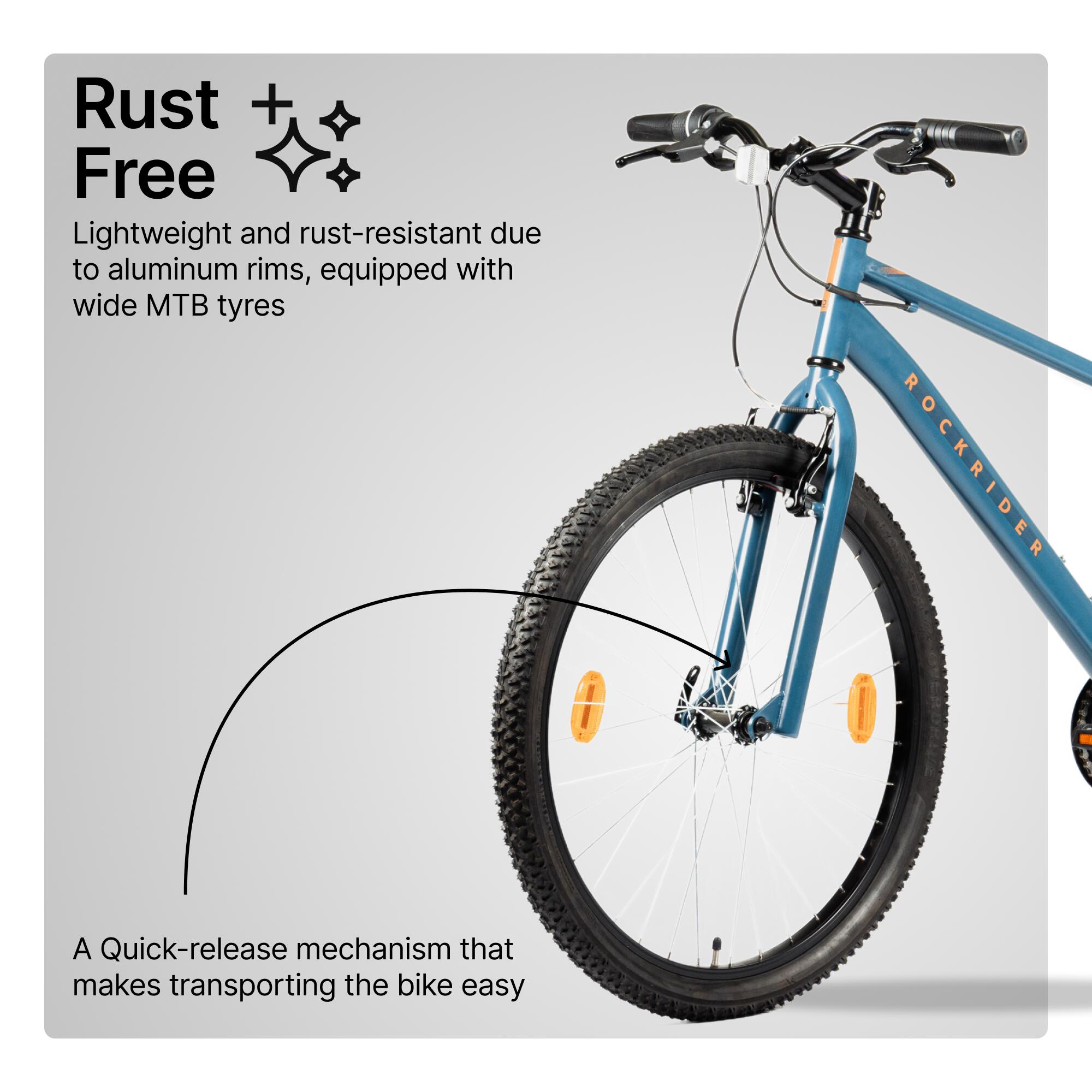 Mountain Bike Rockrider ST30 - 7 Speed, MTB Tyres, Unisex Frame, V-Brakes