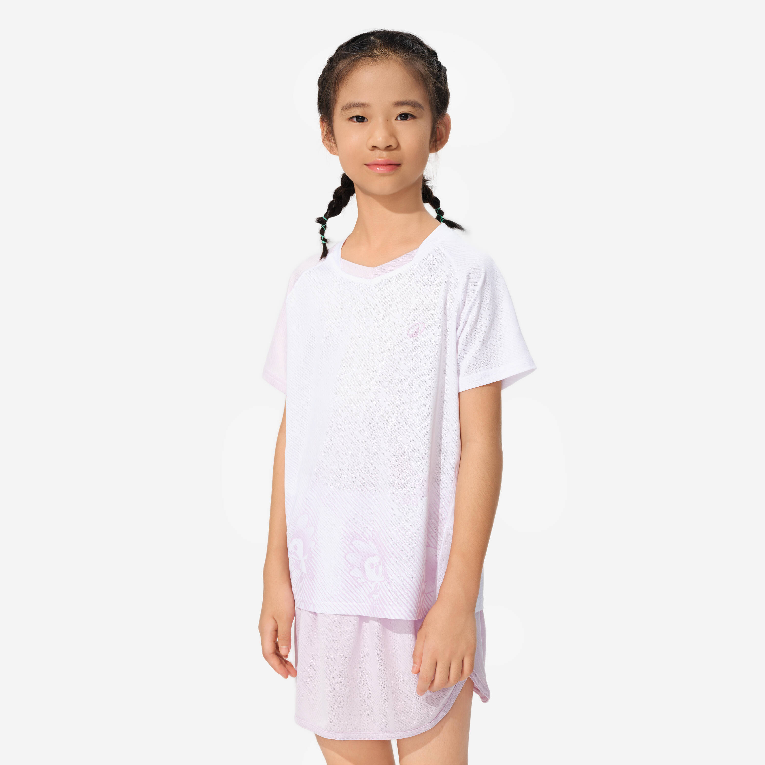 LITE Badminton T-shirt 560 Junior Lilac White -  1