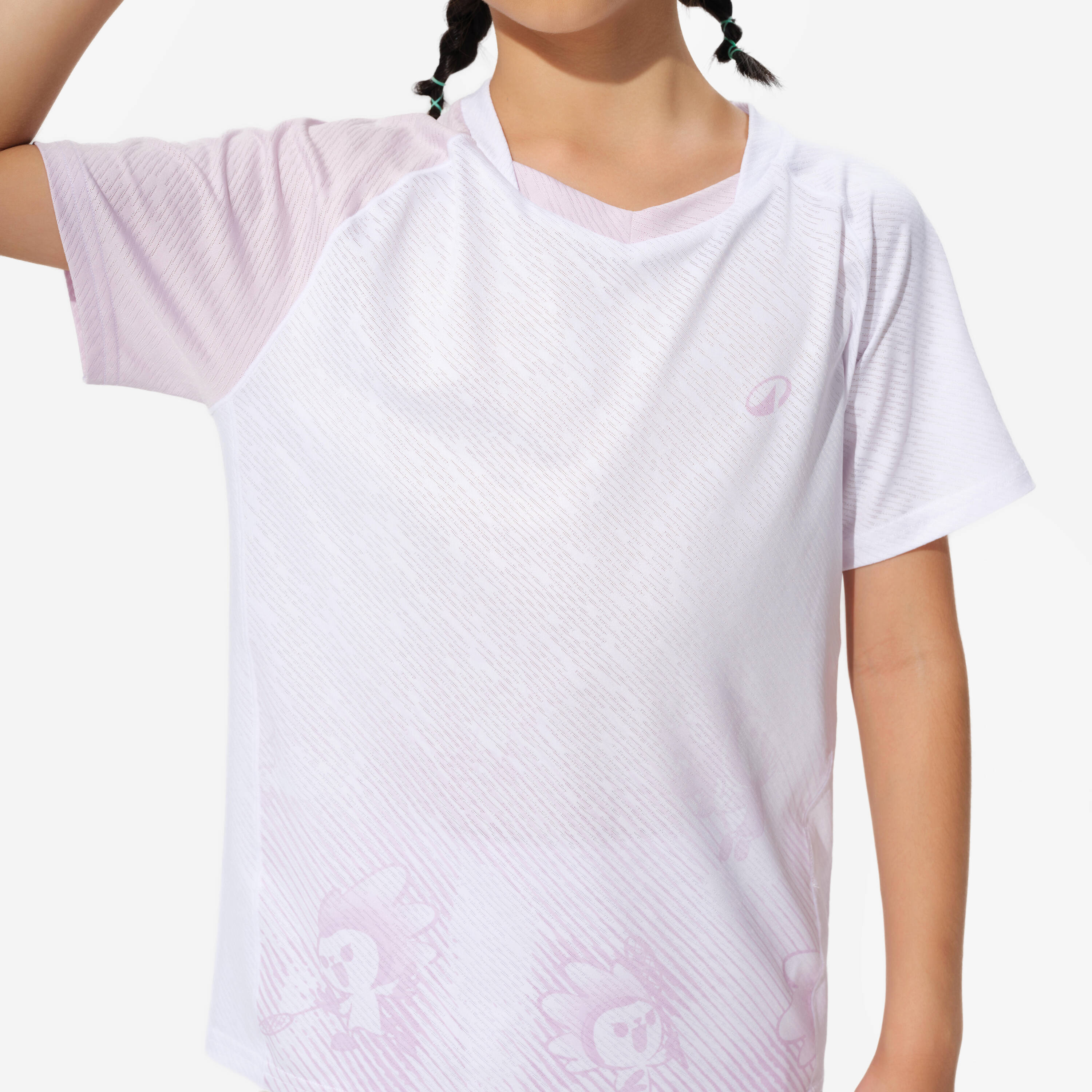 LITE Badminton T-shirt 560 Junior Lilac White -  3