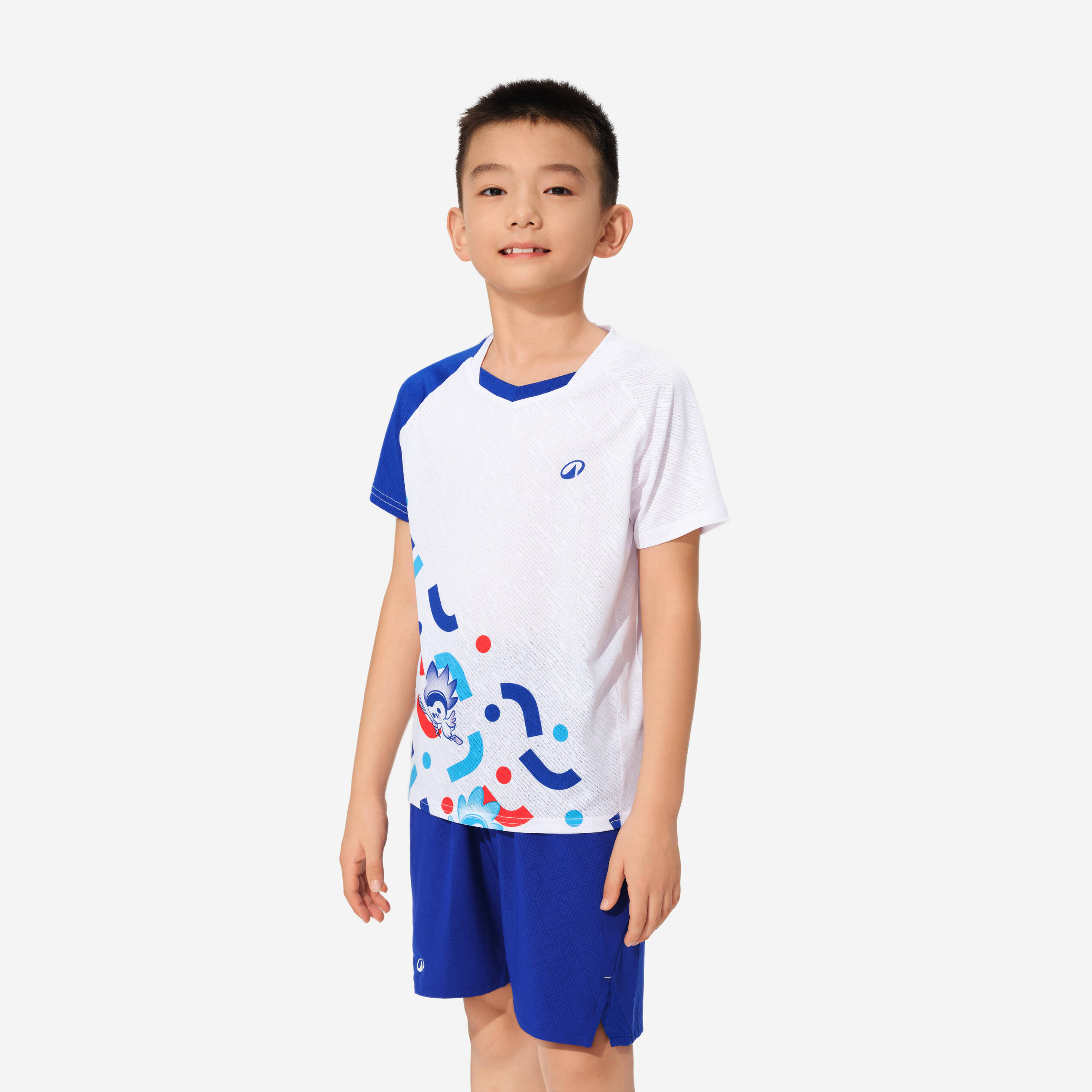 LITE Badminton T-shirt 560 Junior Royal White