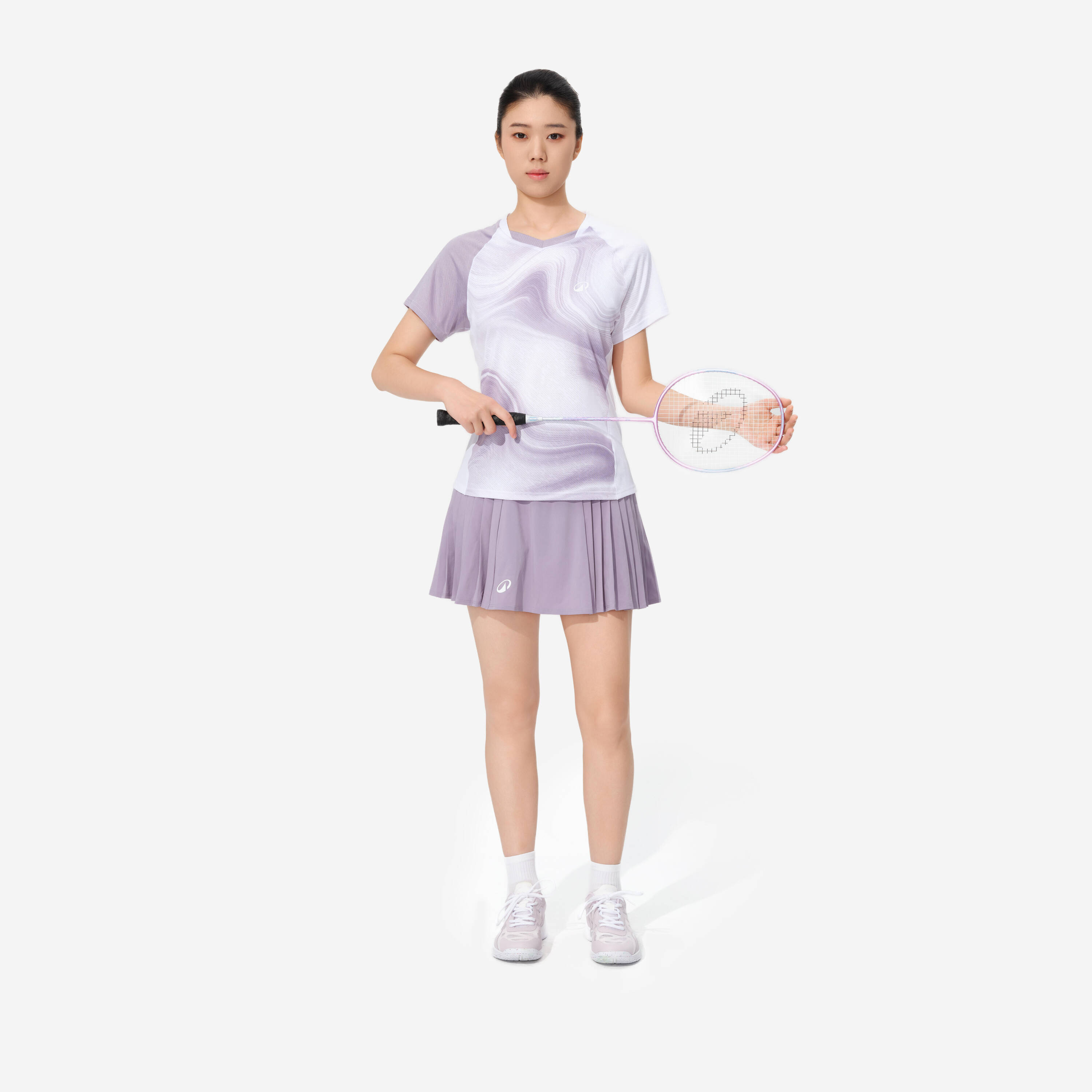 LITE Badminton T-shirt 560 Women Mauve White -  2