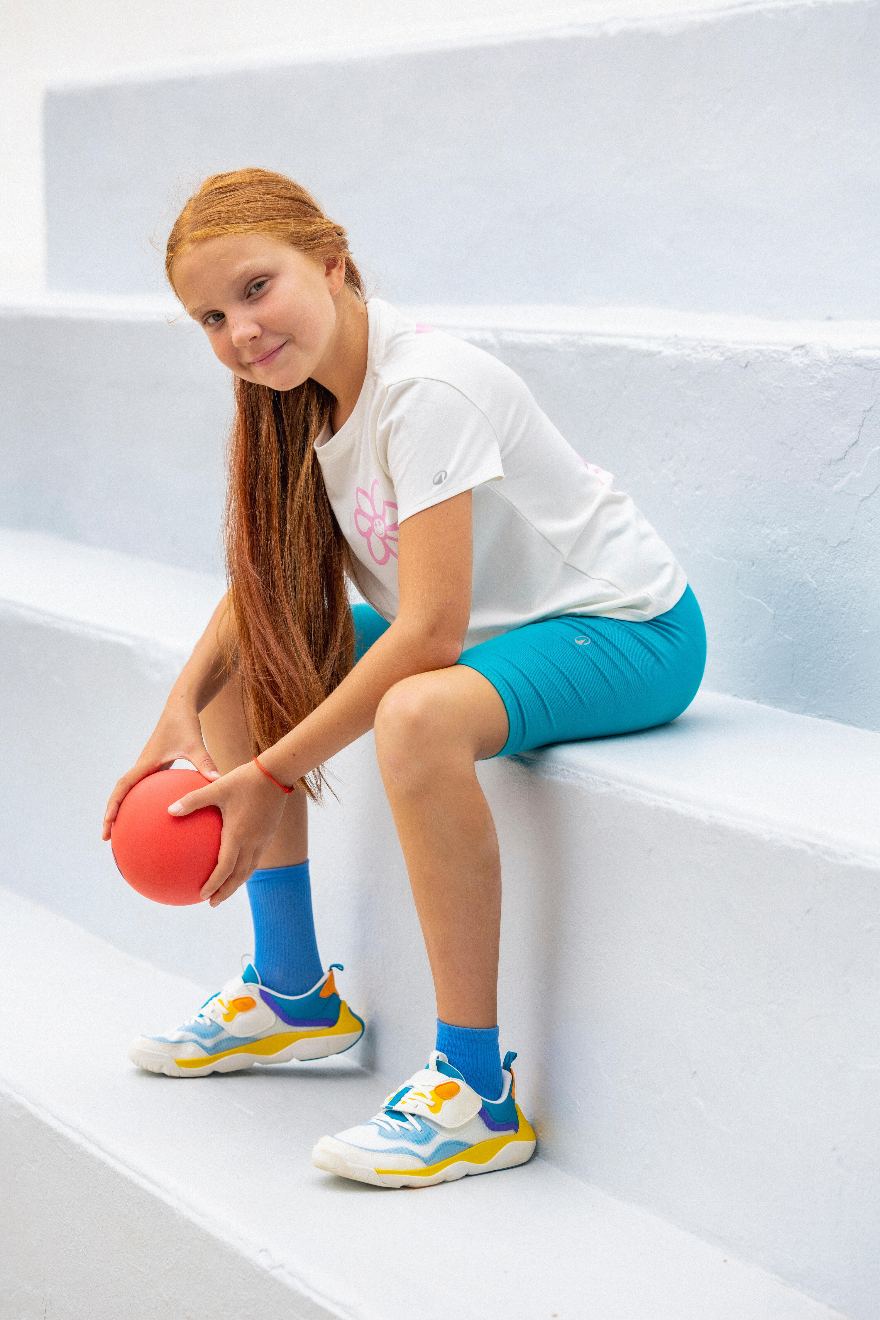 T-shirt de sport en coton fille avec imprimé – 500 8/9