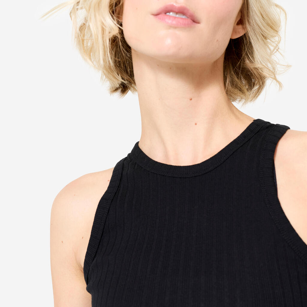 Débardeur crop top femme, noir ultra