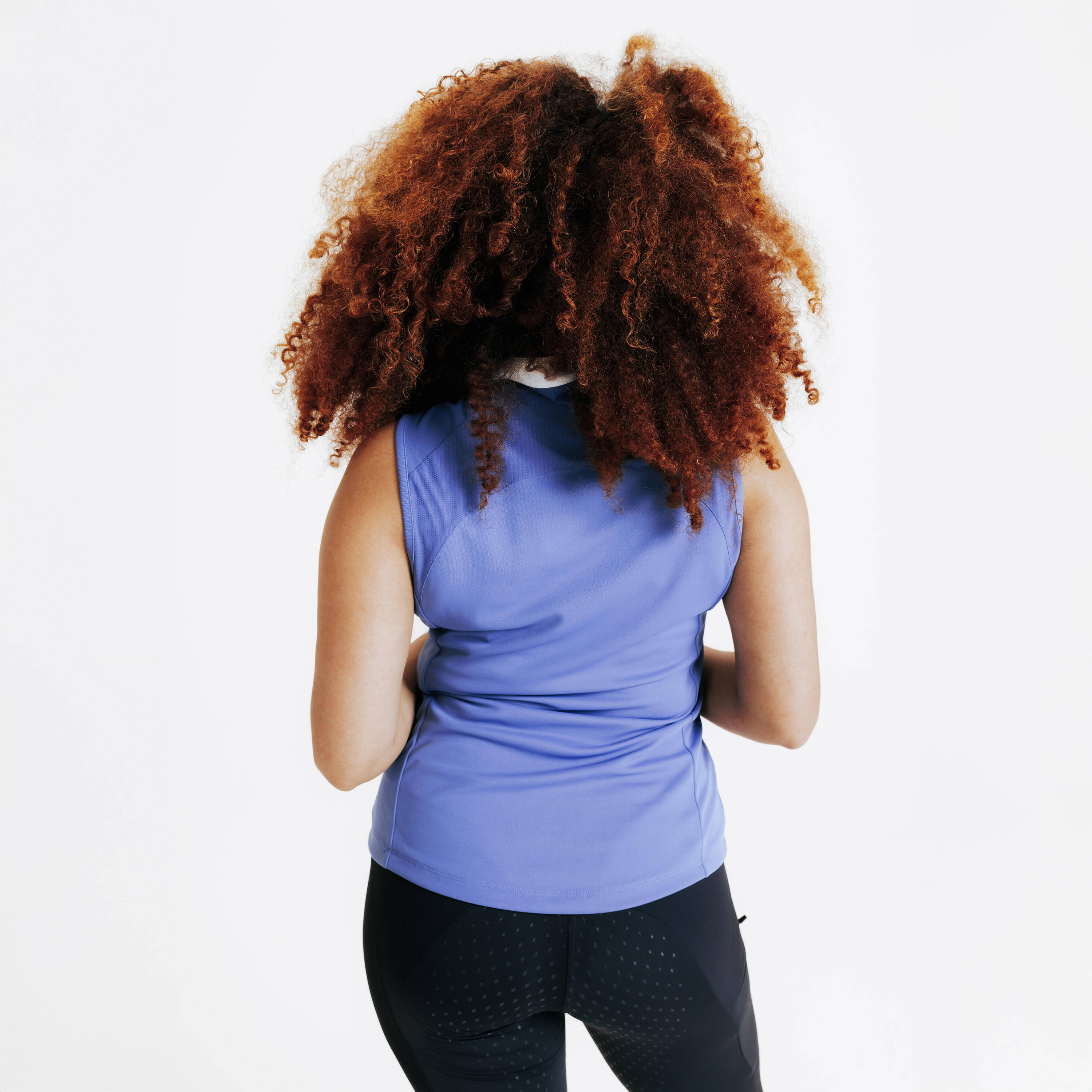 Women's Summer Horse Riding Mesh Tank Top/Sleeveless Polo Shirt 500 - Comet Blue -  5