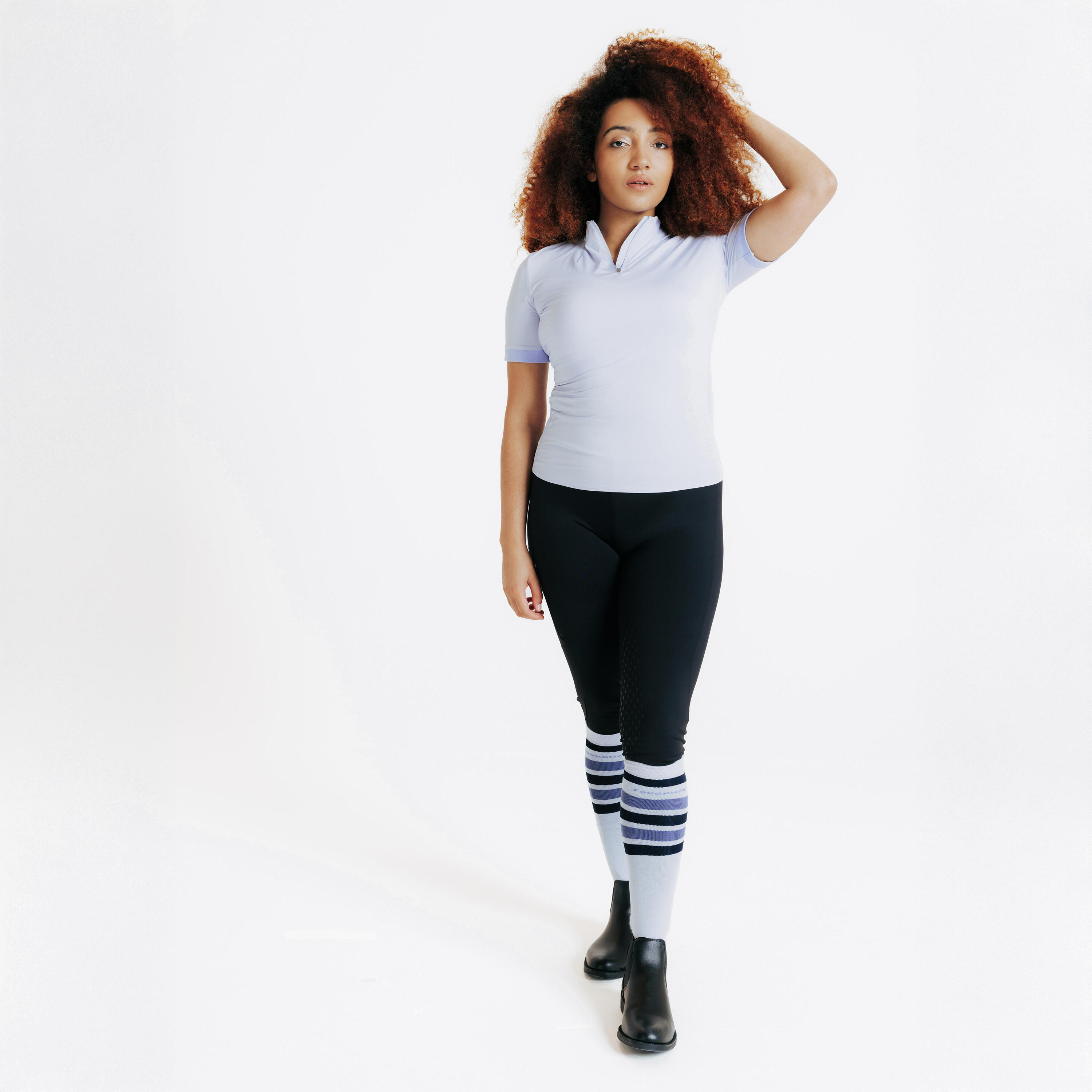 Women's Full Grip Horse Riding Leggings 500 - Black 2/5