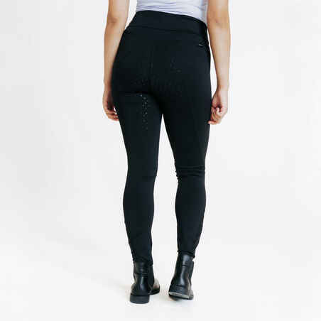 Women's Full Grip Horse Riding Leggings 500 - Black