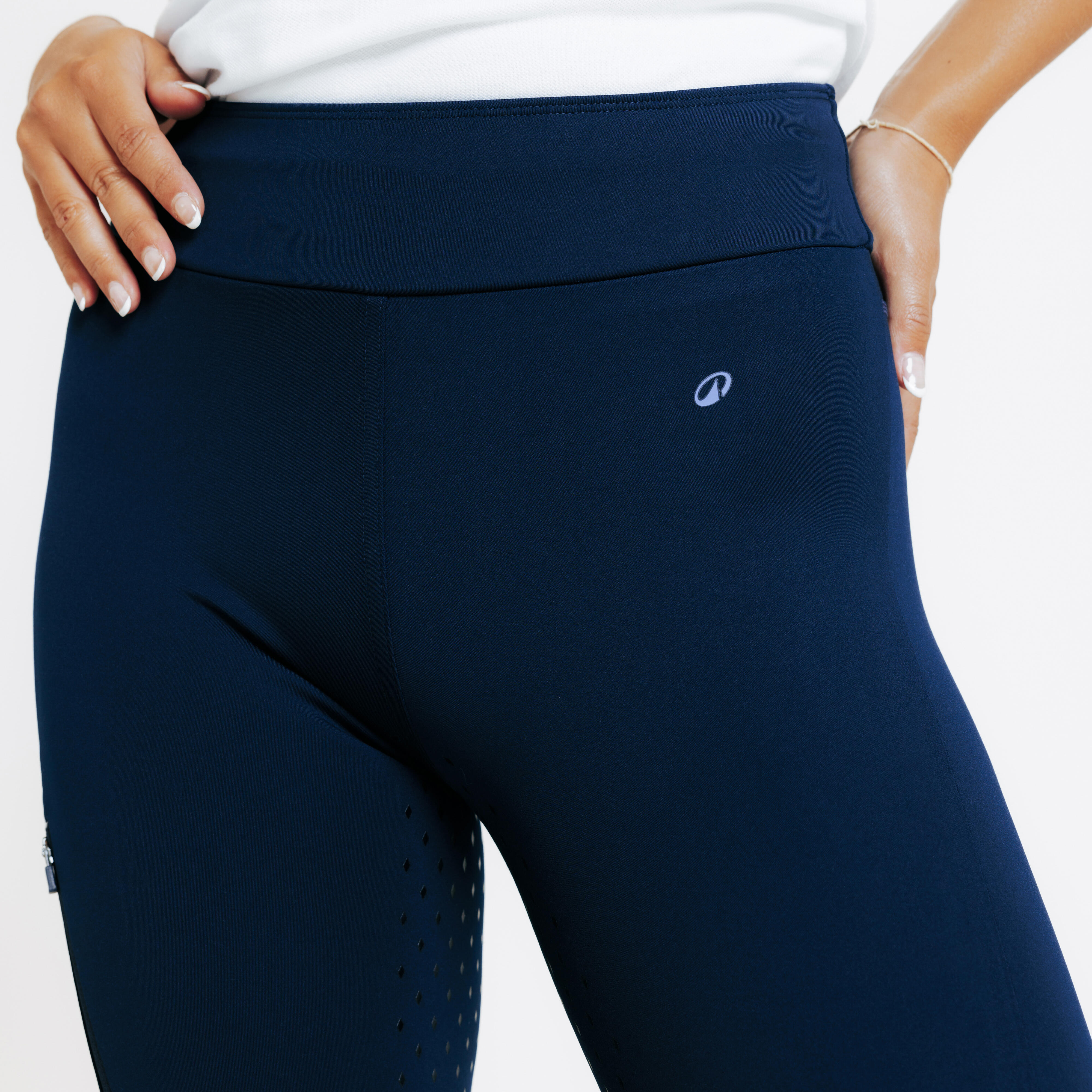 Legging d'équitation full grip femme - 500 bleu - FOUGANZA