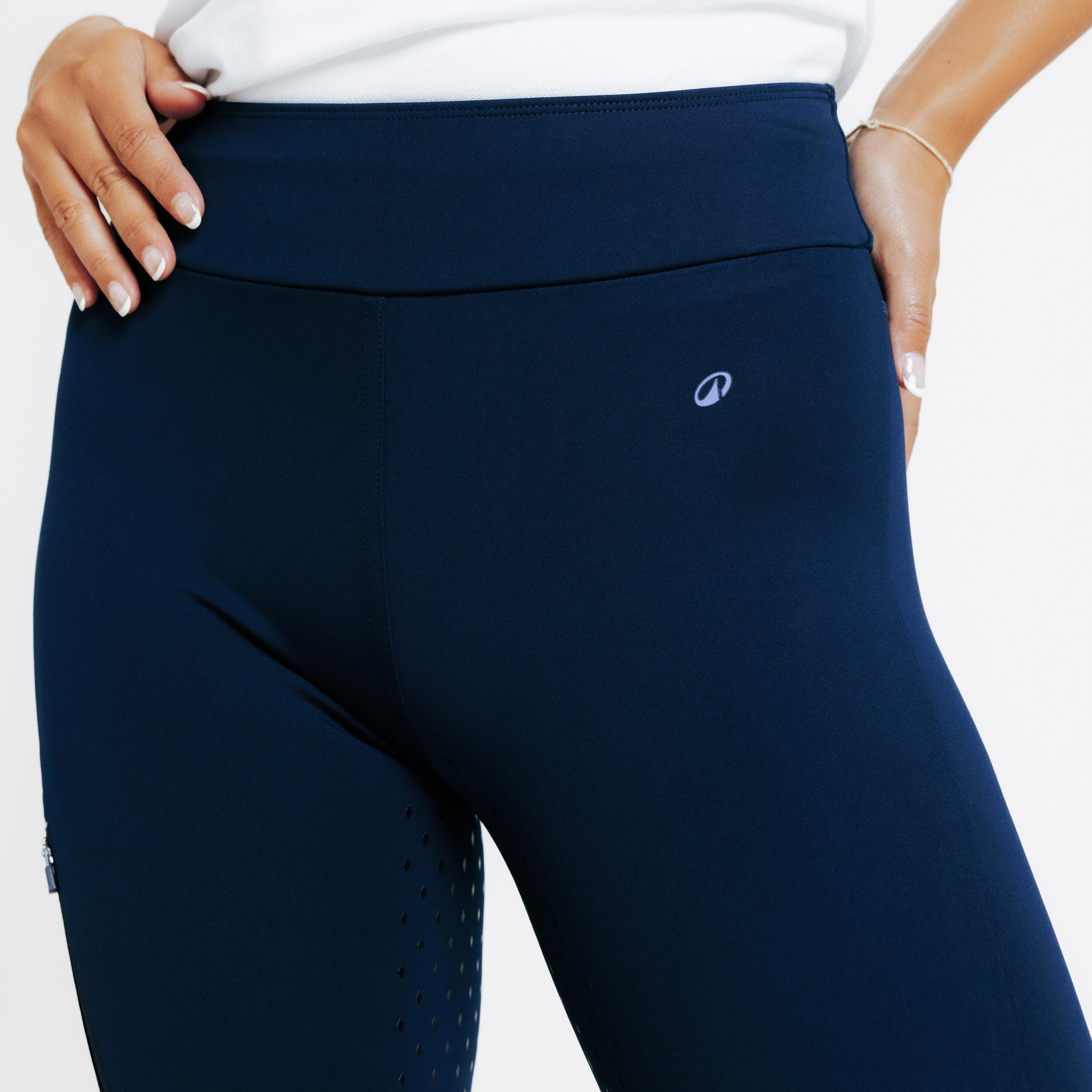 Legging d'équitation full grip femme - 500 bleu 3/7