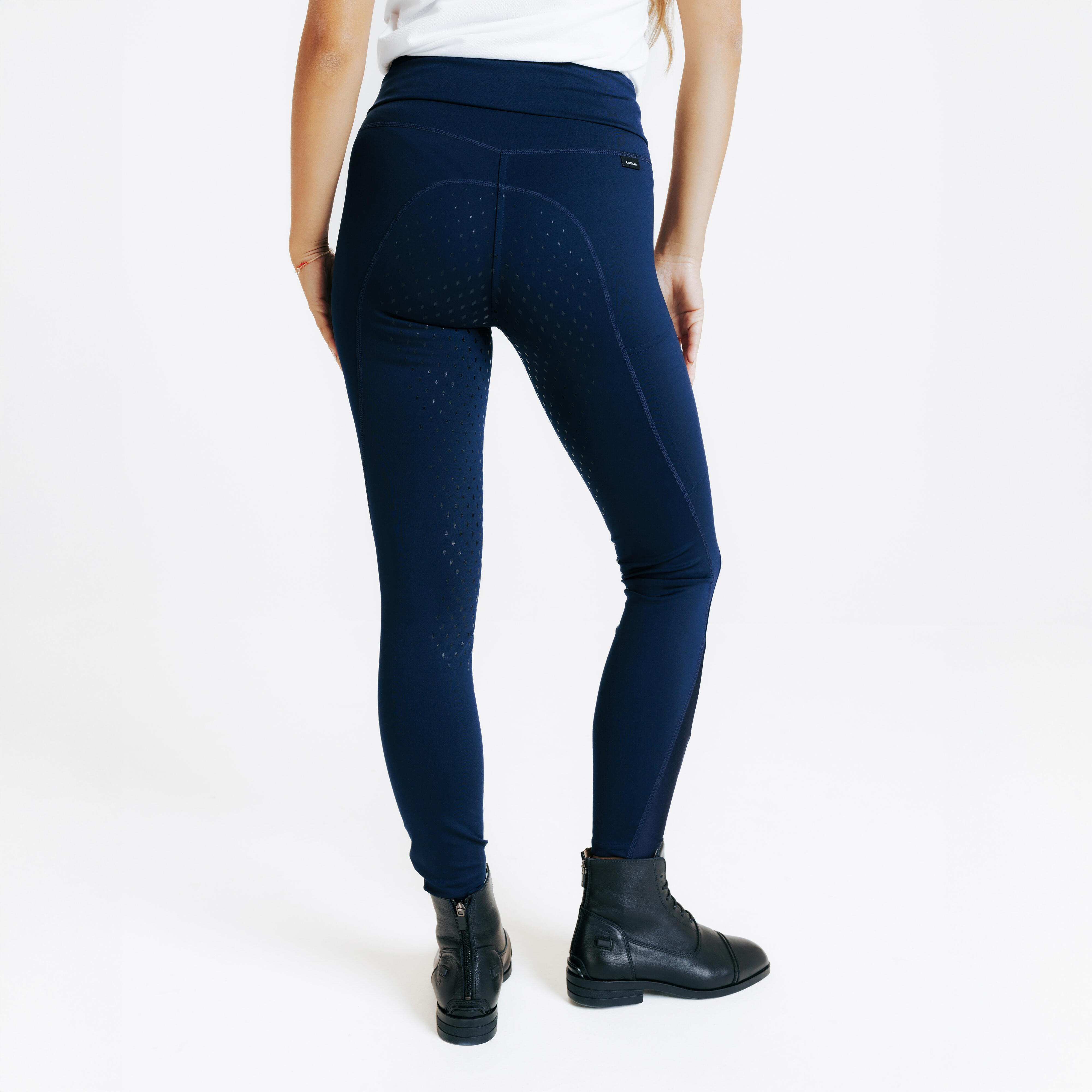 Legging d'équitation full grip femme - 500 bleu - FOUGANZA