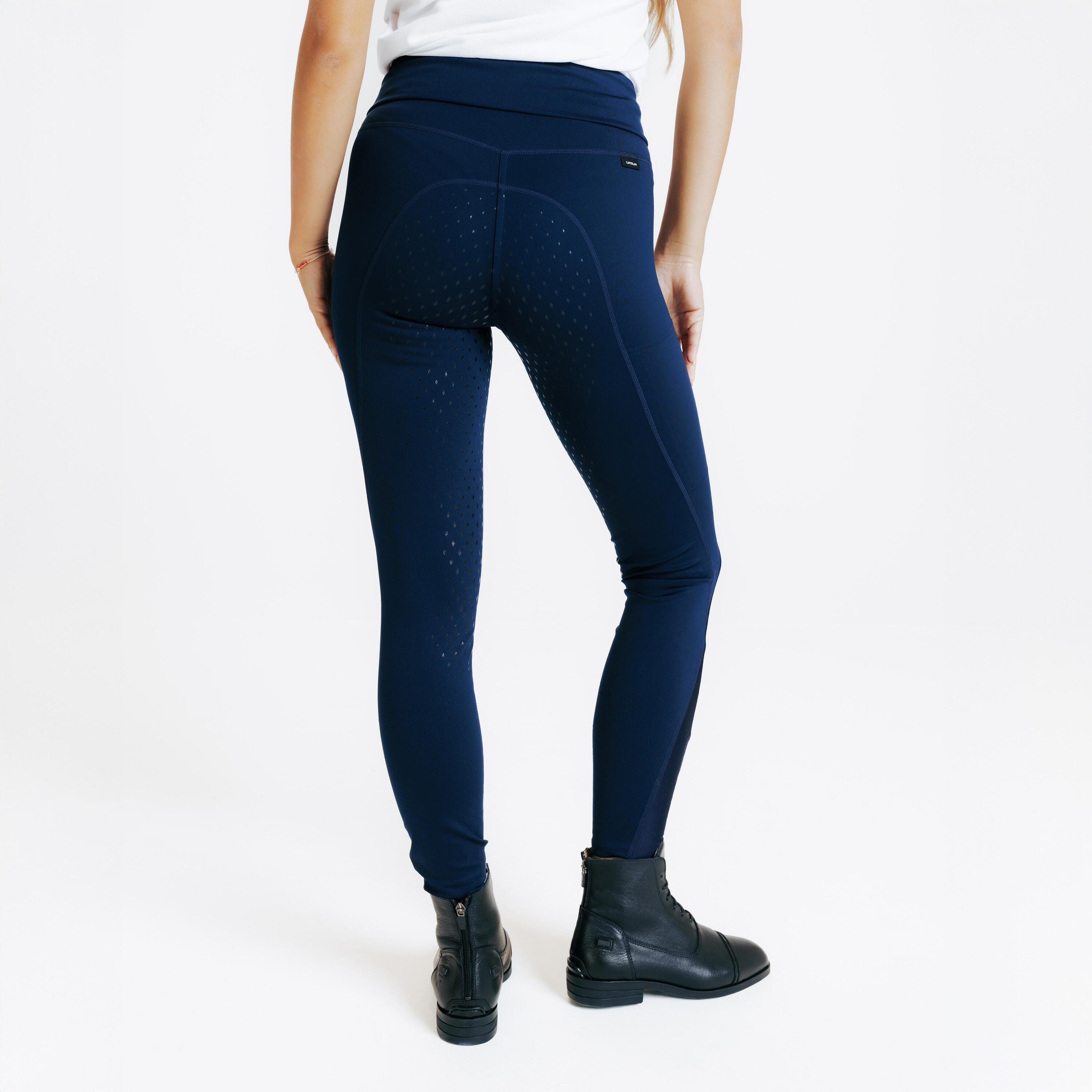 Legging d'équitation full grip femme - 500 bleu 4/7