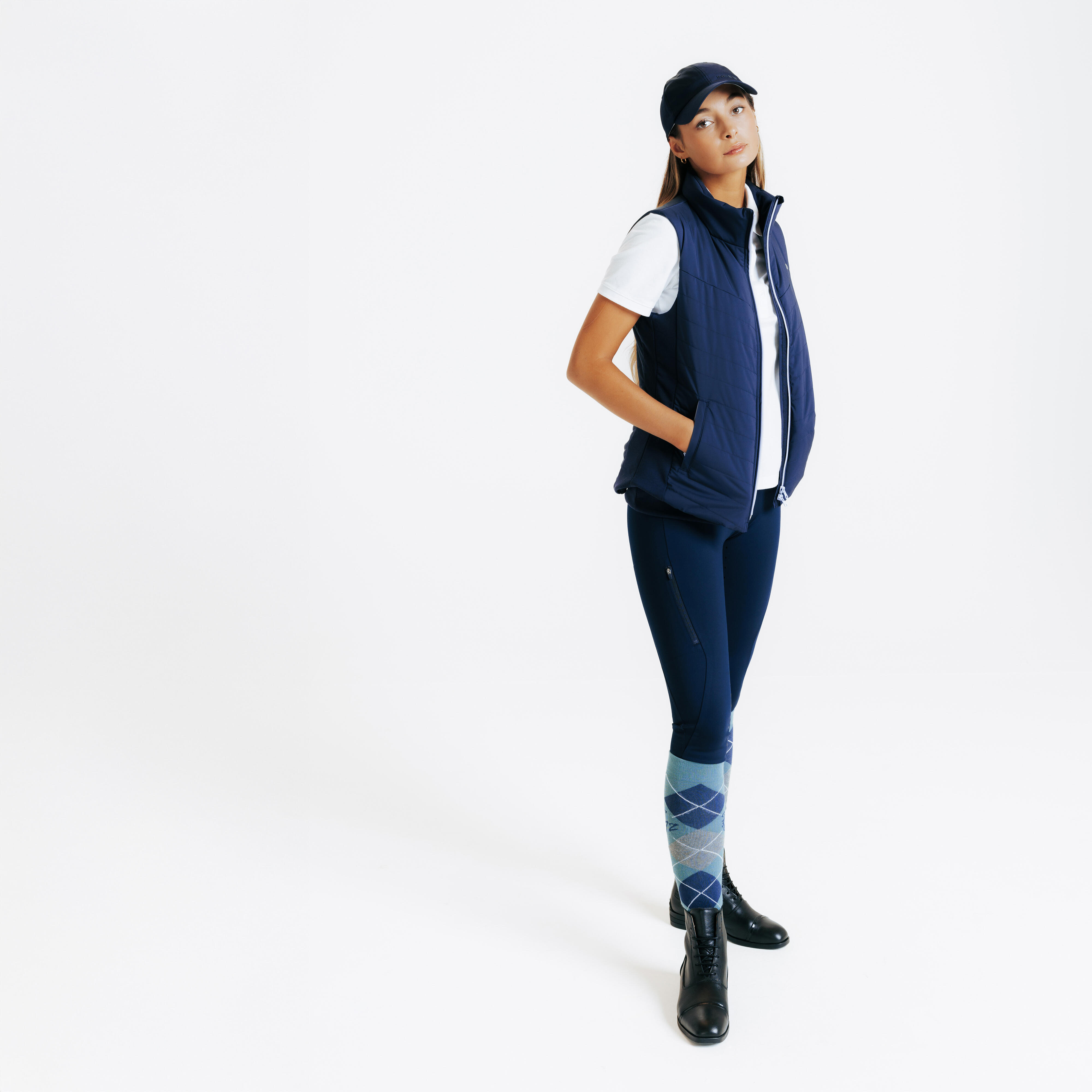 Legging d'équitation full grip femme - 500 bleu - FOUGANZA