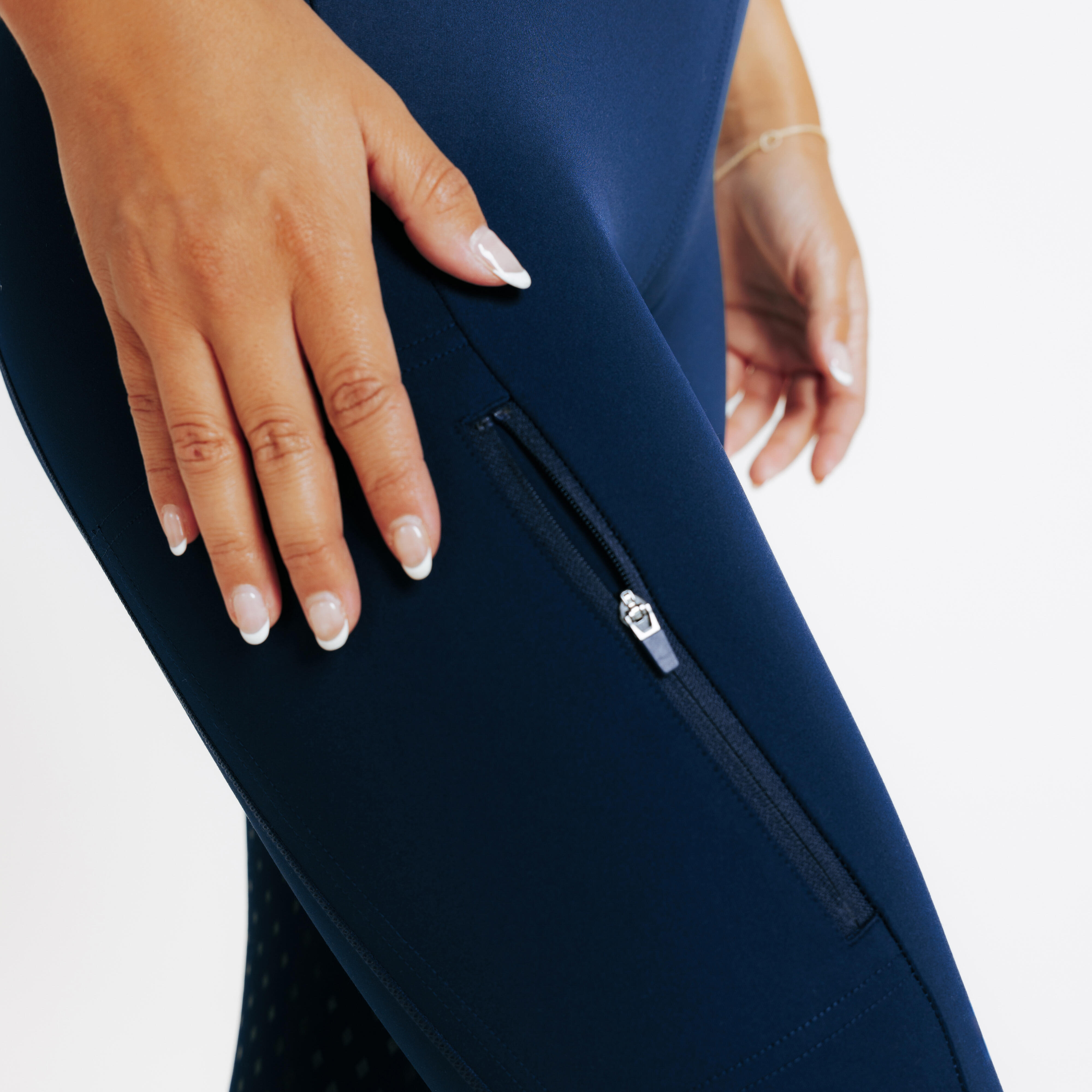 Legging d'équitation full grip femme - 500 bleu - FOUGANZA