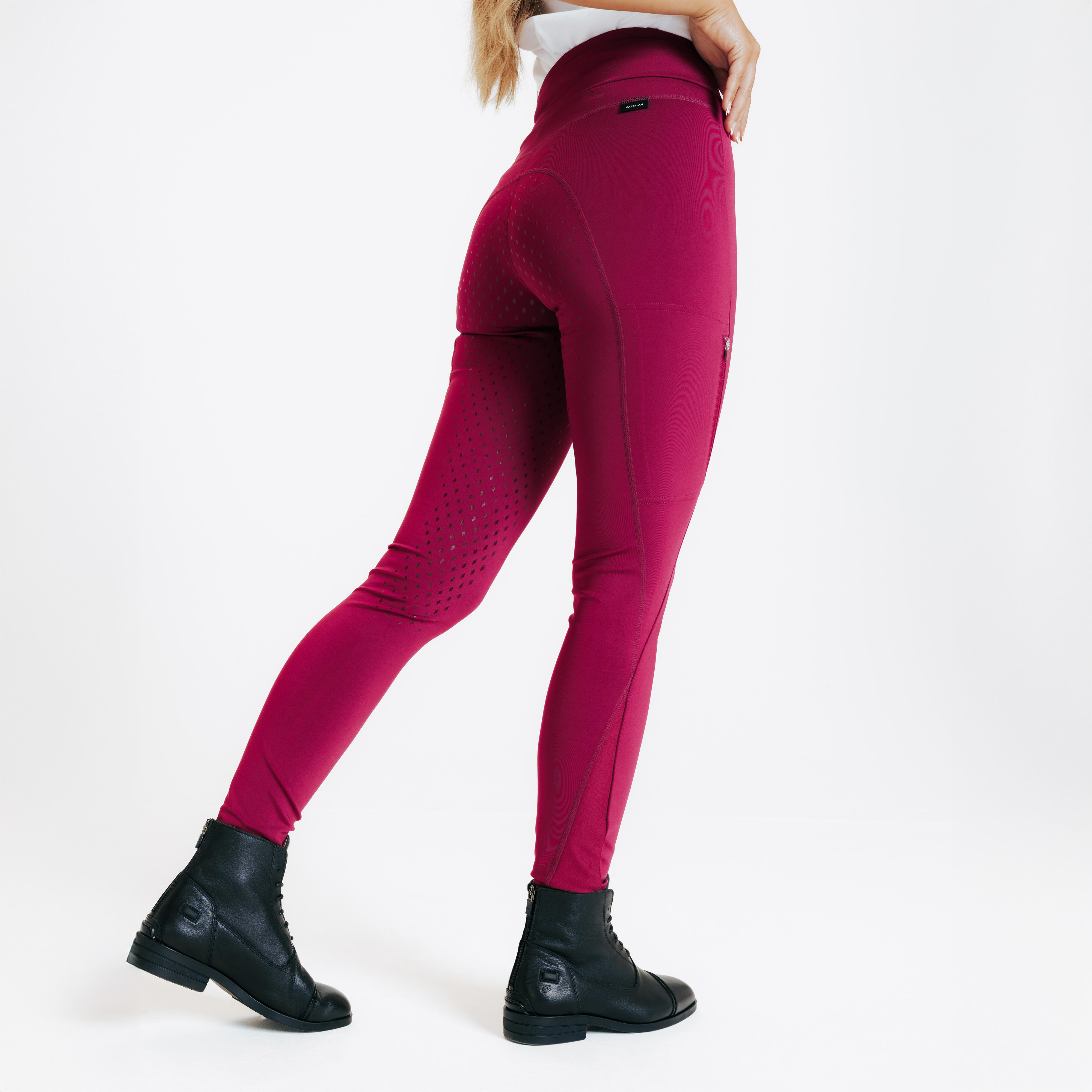 Legging équitation full grip femme - 500 violet - FOUGANZA