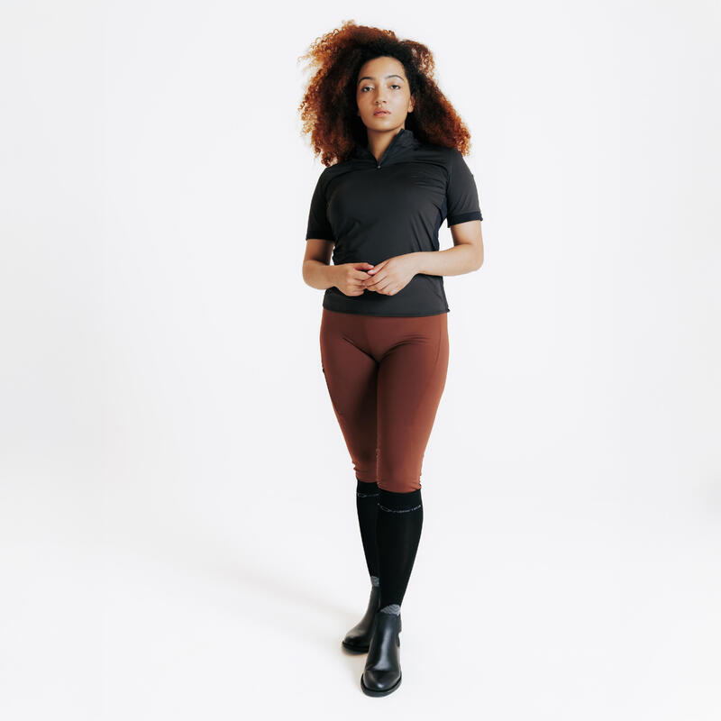 Legging équitation full grip femme - 500 marron