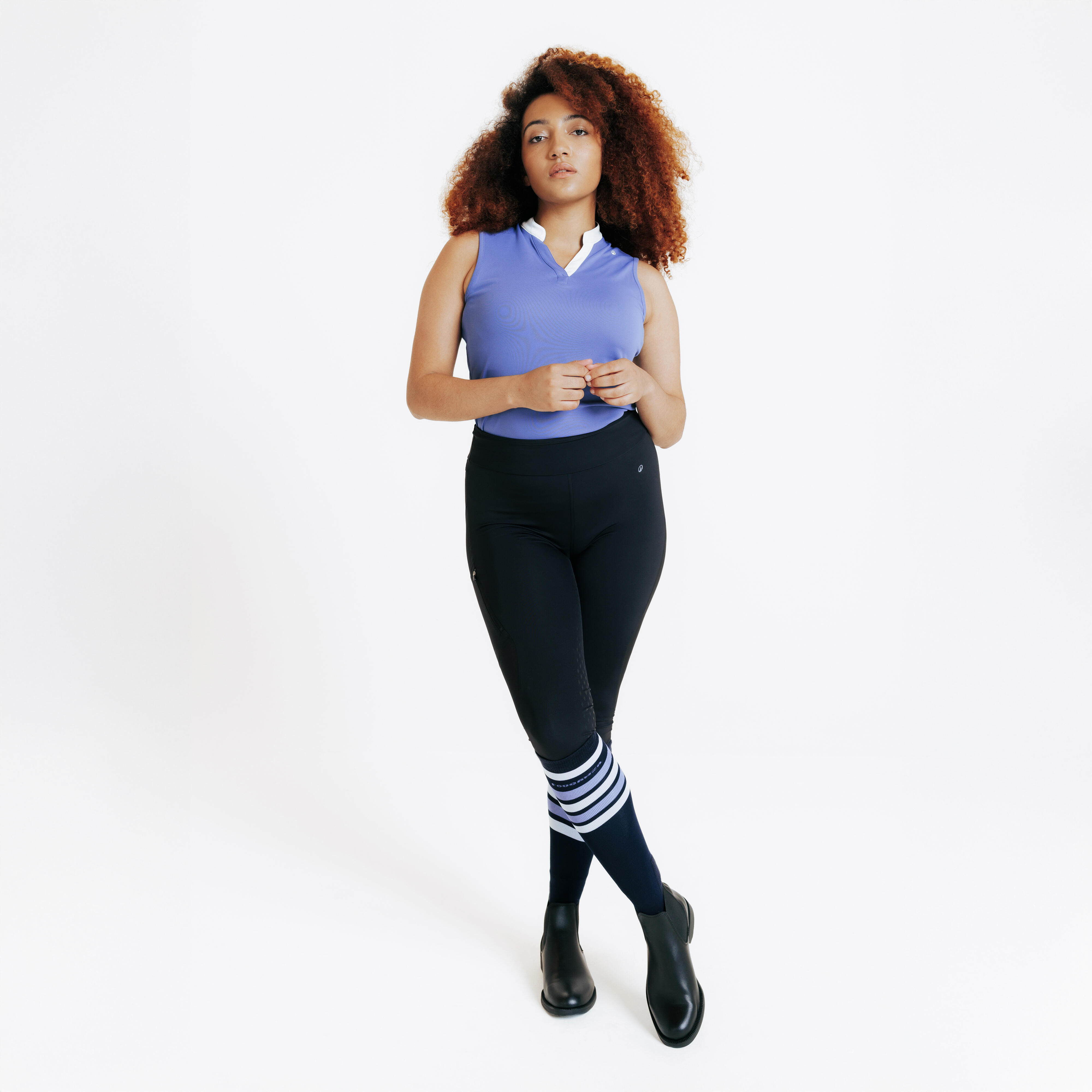 Women's Lightweight Full Grip Leggings - Navy - FOUGANZA