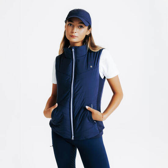 Piumino equitazione donna 500 zip blu-lilla