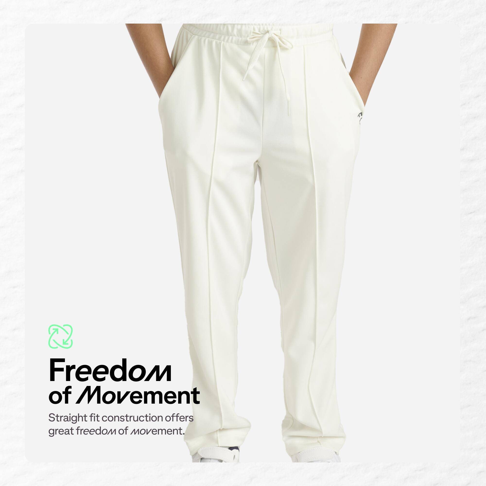Kids Cricket Trackpants Comfortable & Breathable TS100 - White -  2